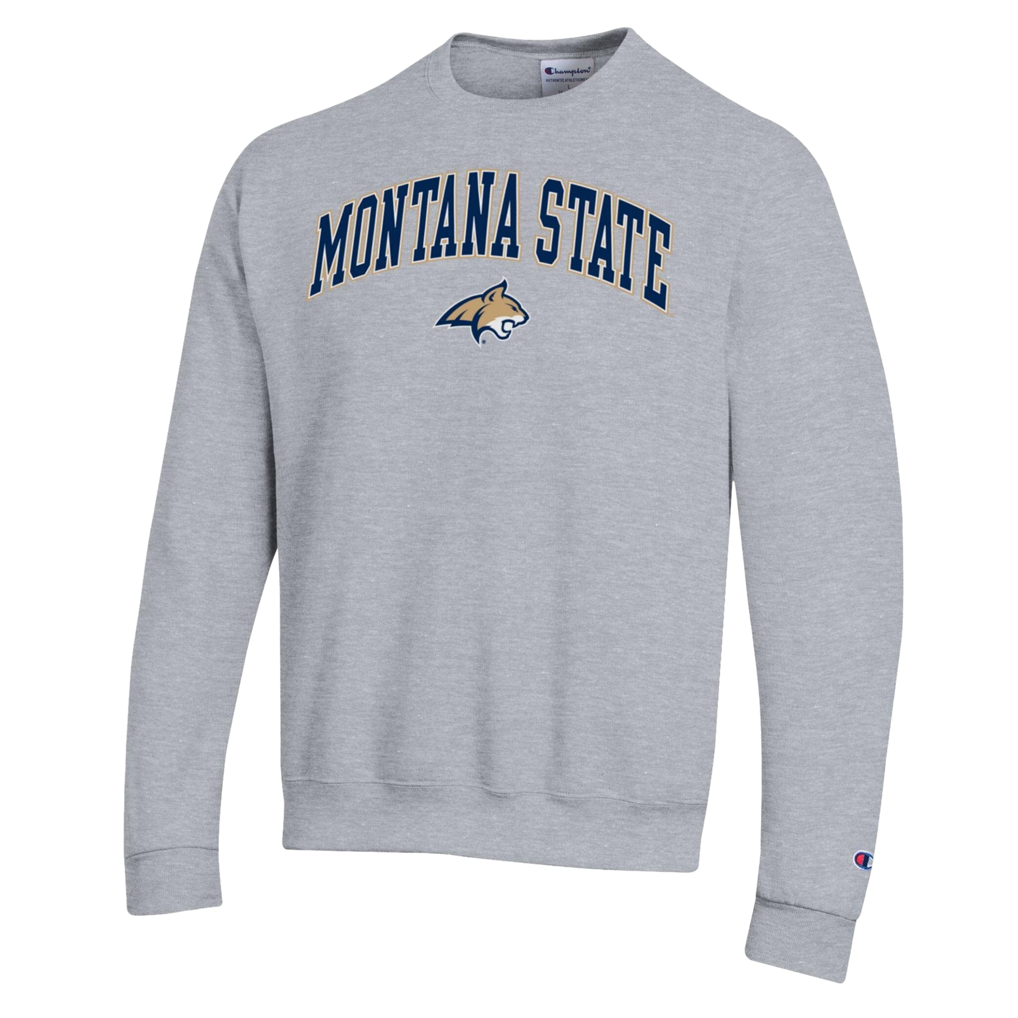 Sweat-shirt Champion pour homme, gris chiné, Montana State Bobcats Arch Powerblend
