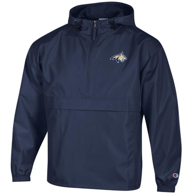Montana State Bobcats Champion Packable Half-Zip Hooded Jacket - Navy
