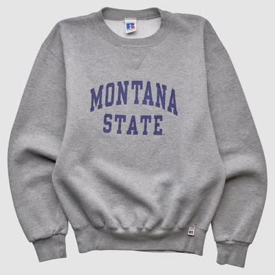 Montana State Bobcats Russell 2000s Pullover Sweatshirt - Heather Gray - S by Fanatics Real Vintage