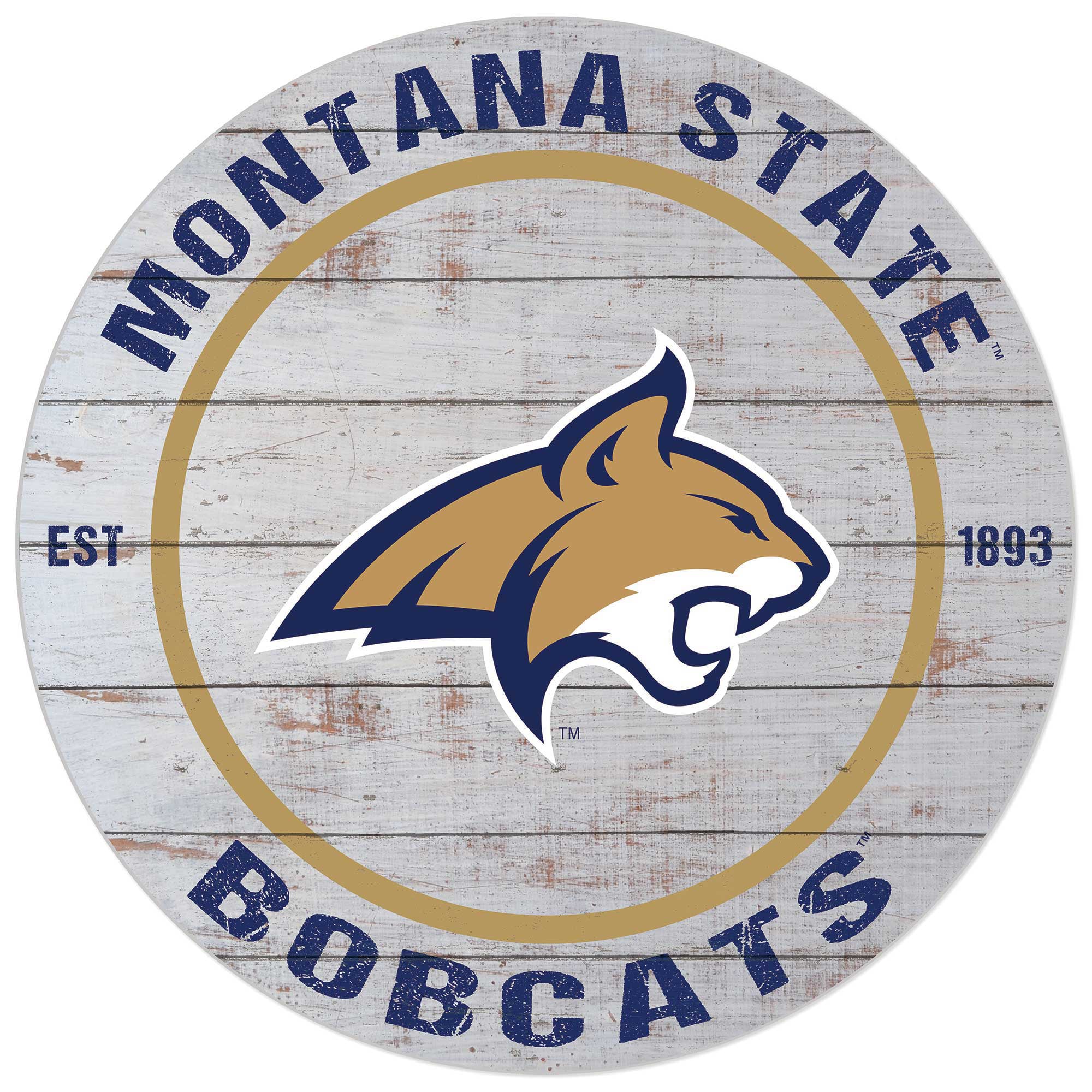 White Montana State Bobcats 20'' x 20'' Indoor/Outdoor Weathered Circle ...