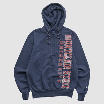 Montclair State Red Hawks Champion 2000s Hooded 1/4 Zip Sweatshirt - Navy - XS by Fanatics Real Vintage