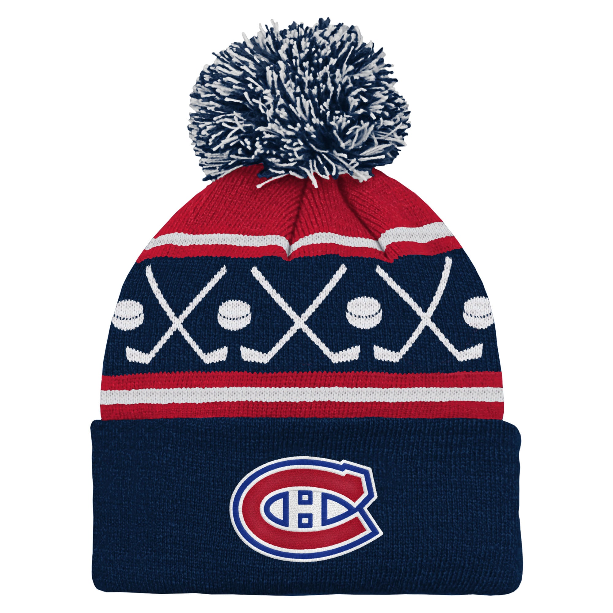 Bonnet en tricot à revers et pompon bleu marine des Canadiens de Montréal pour bébé Outerstuff