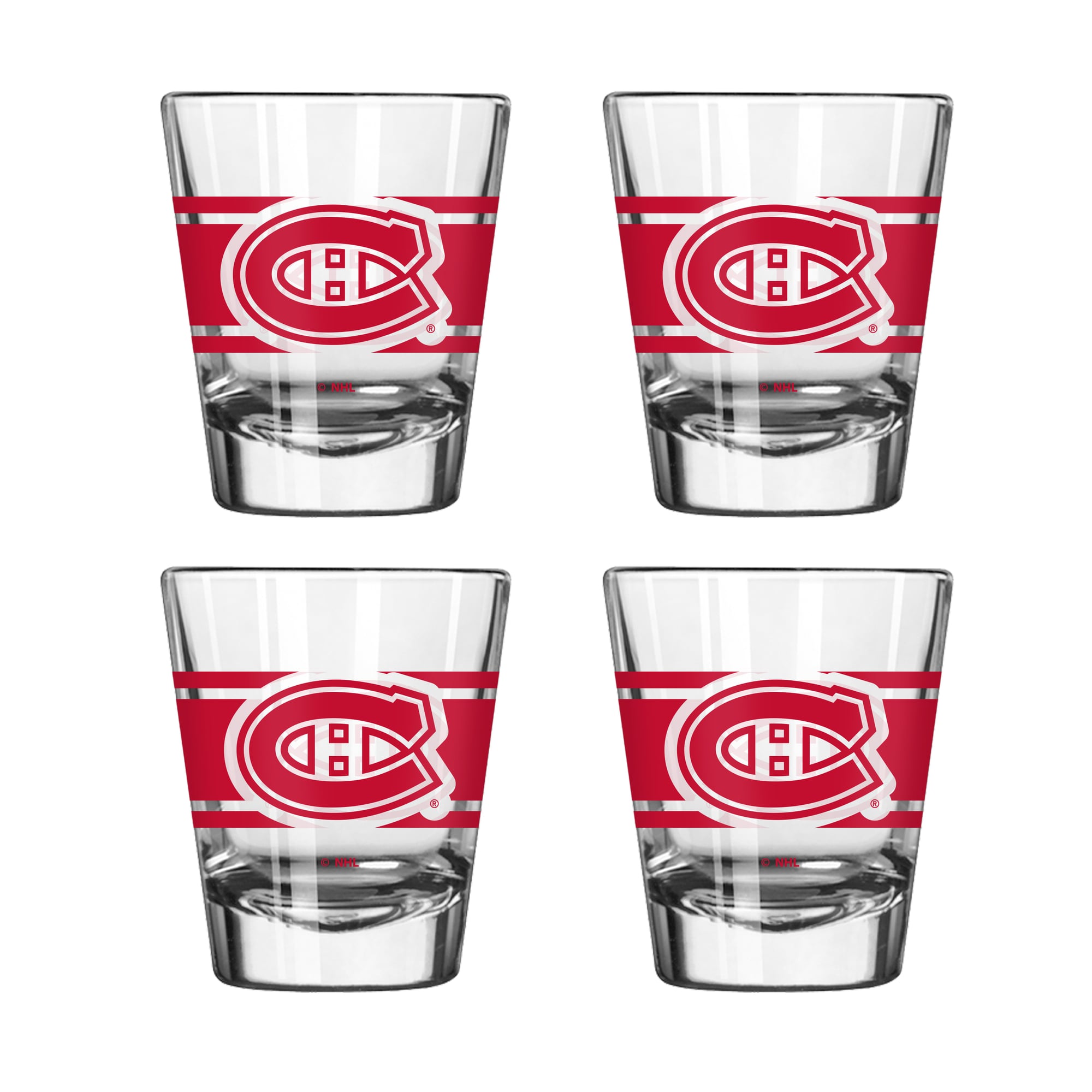 Ensemble de quatre verres à liqueur rayés Logo Brands des Canadiens de Montréal