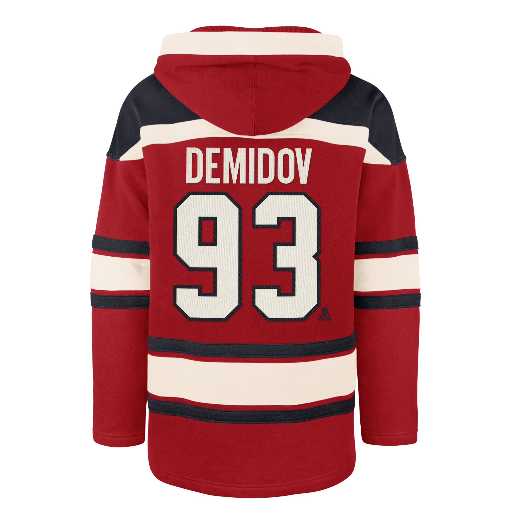Sweat à capuche Lacer rouge pour homme, modèle 47 Ivan Demidov, Canadien de Montréal, avec nom et numéro du joueur