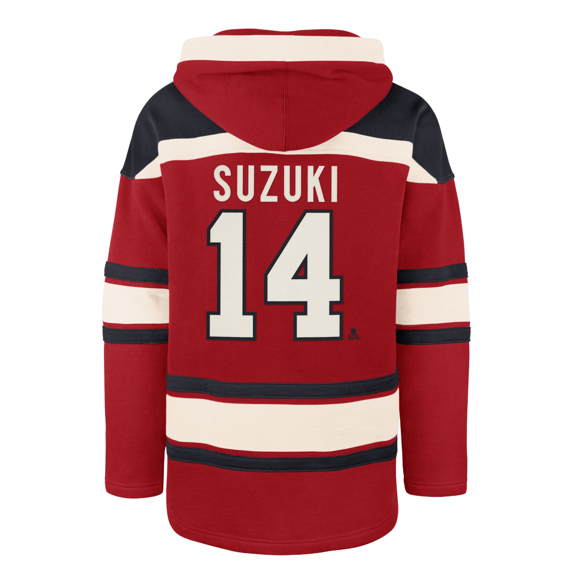 Sweat à capuche Lacer pour homme, rouge, avec le nom et numéro du joueur Nick Suzuki, Canadien de Montréal, 47