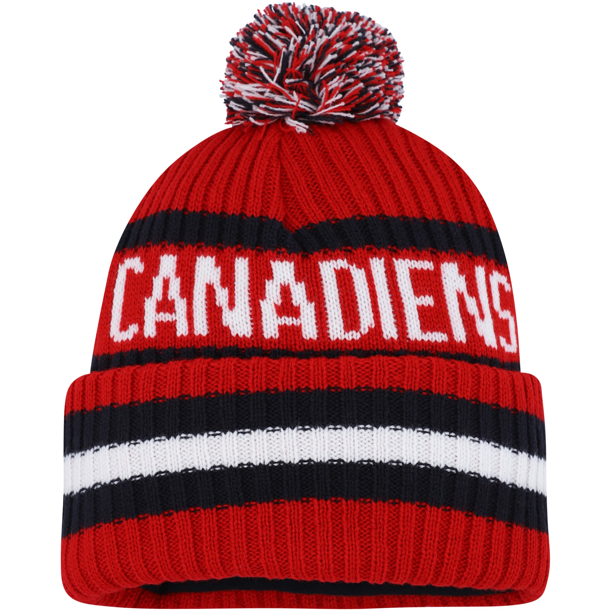Bonnet en tricot à revers Bering des Canadiens de Montréal '47 rouge pour homme avec pompon