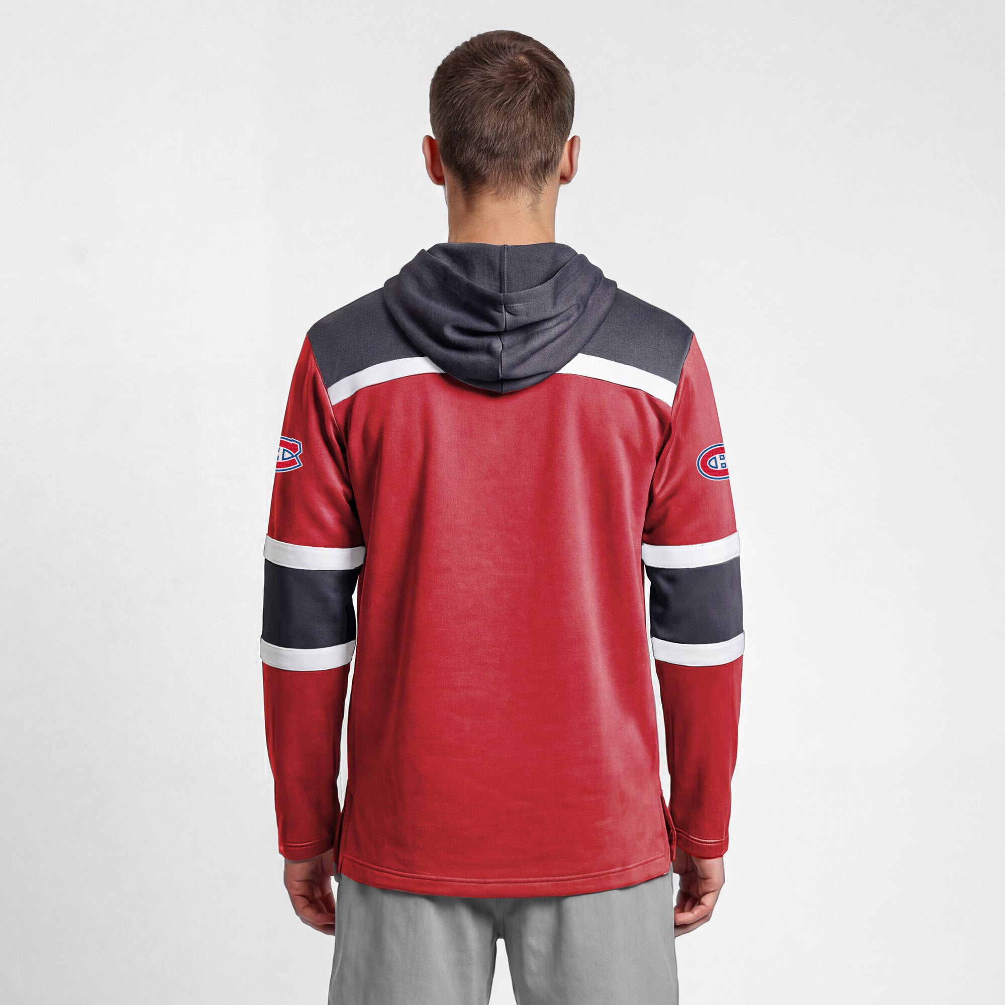 Sweat à capuche en polaire Lacer rouge Champion pour homme, modèle Montréal Canadiens.