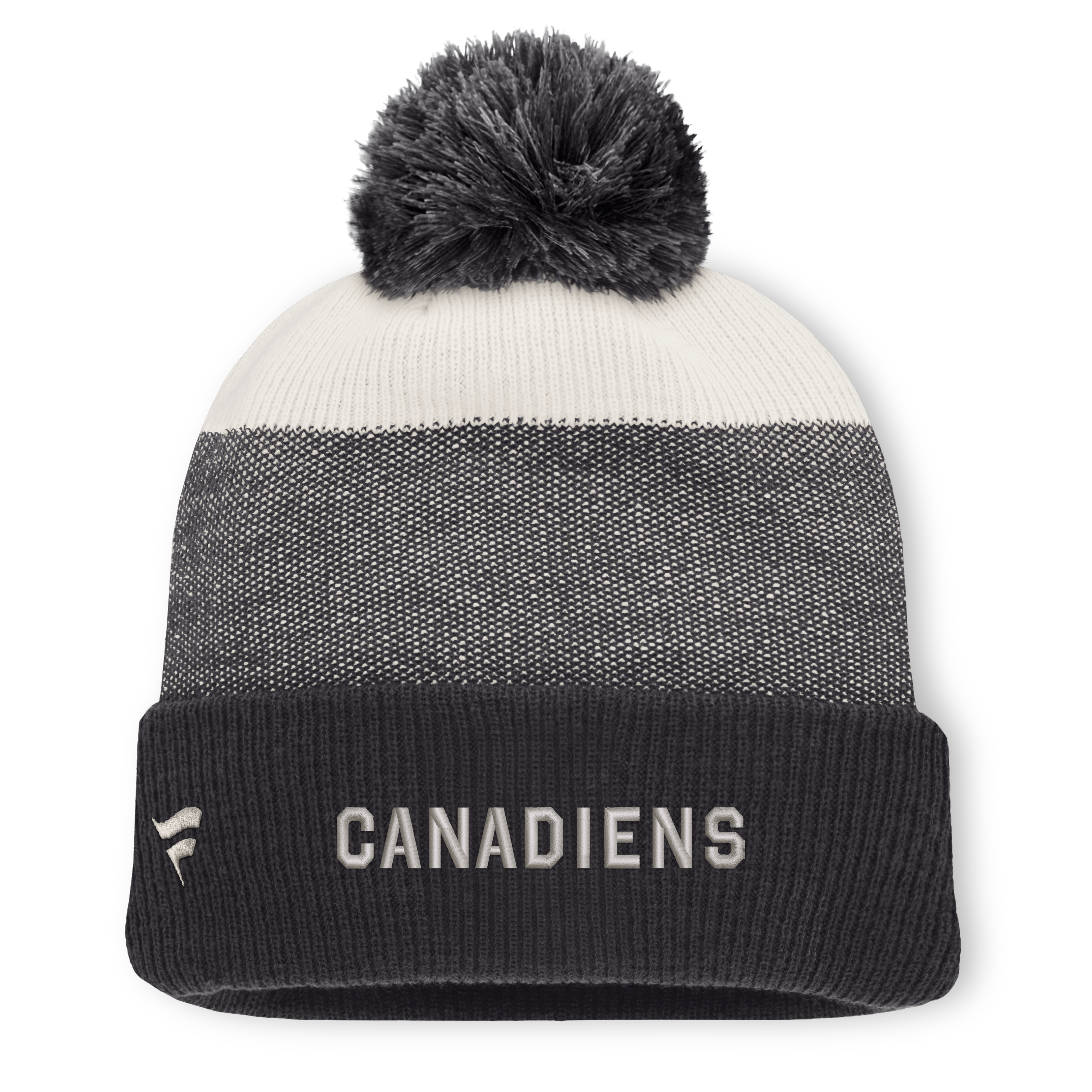 Bonnet à revers monochrome noir/beige clair des Canadiens de Montréal avec pompon