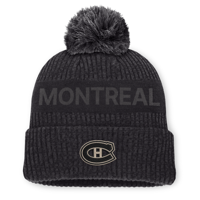 Montreal Canadiens Fanatics Road Phantom Cuffed Knit Hat with Pom - Charcoal