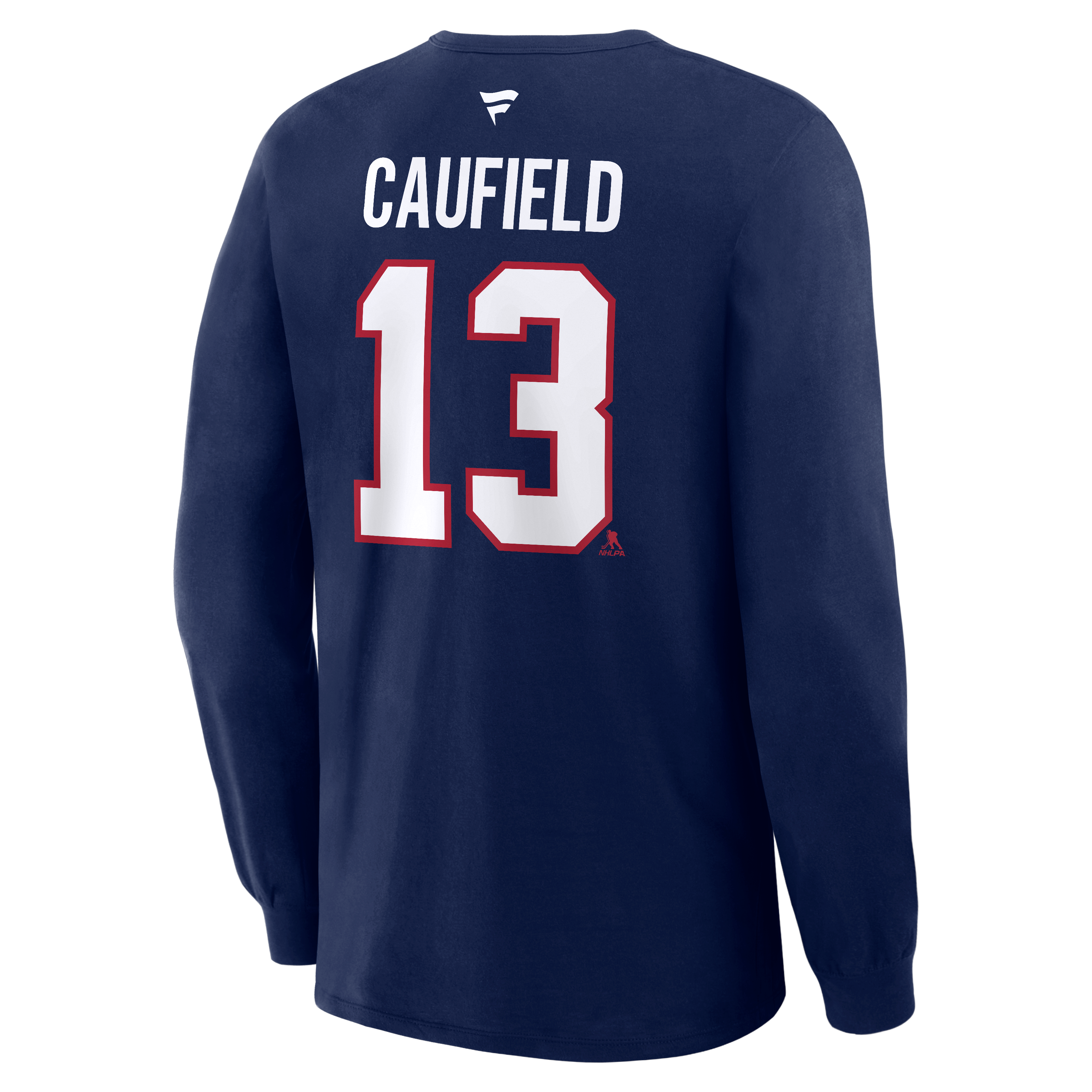 Men's Fanatics Cole Caufield Navy Montreal Canadiens Authentic Stack Name & Number Long Sleeve T-Shirt