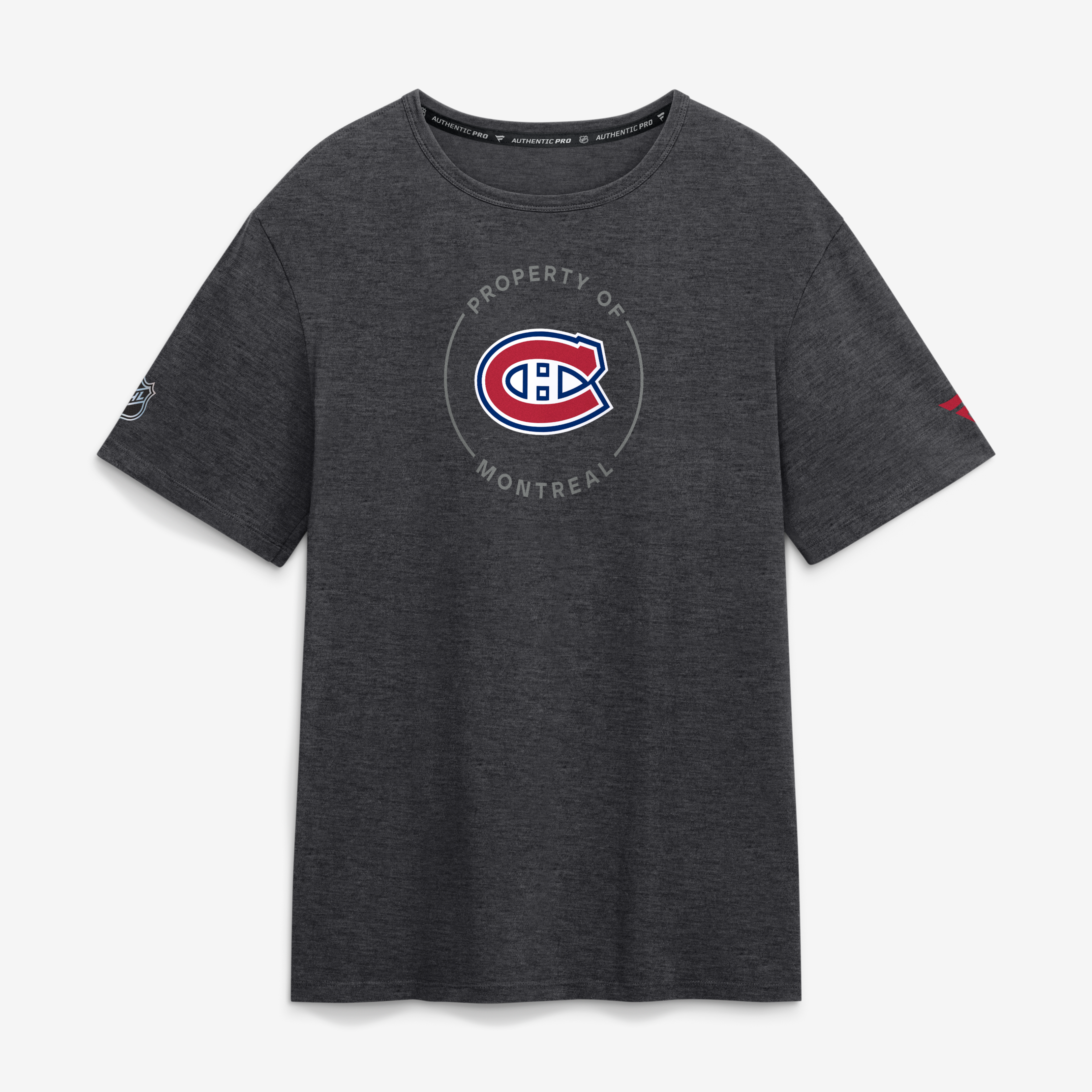 T-shirt authentique Fanatics Heather Charcoal des Canadiens de Montréal, propriété professionnelle
