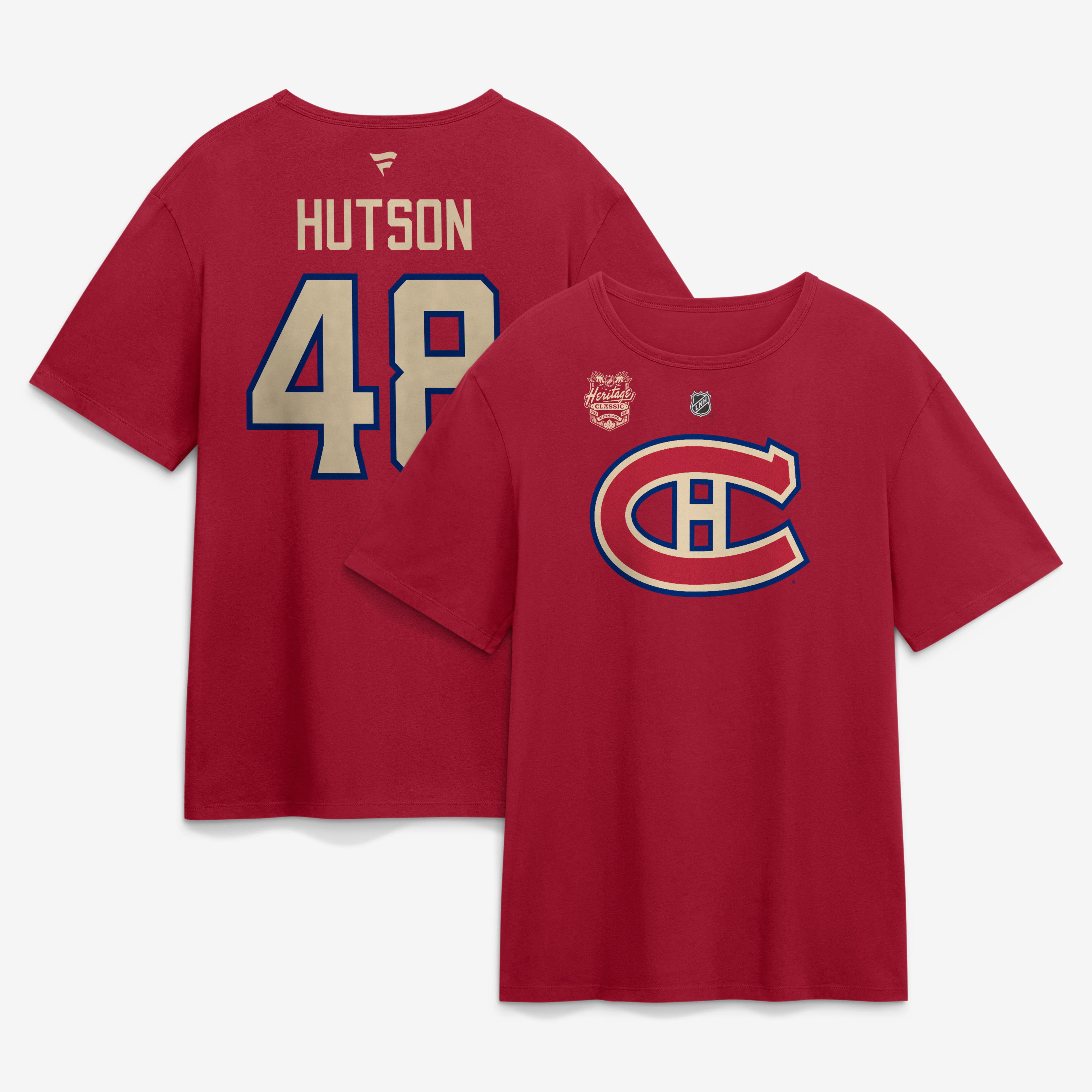 T-shirt authentique pour homme Fanatics Lane Hutson rouge des Canadiens de Montréal, Classique Héritage la LNH 2026, avec nom et numéro