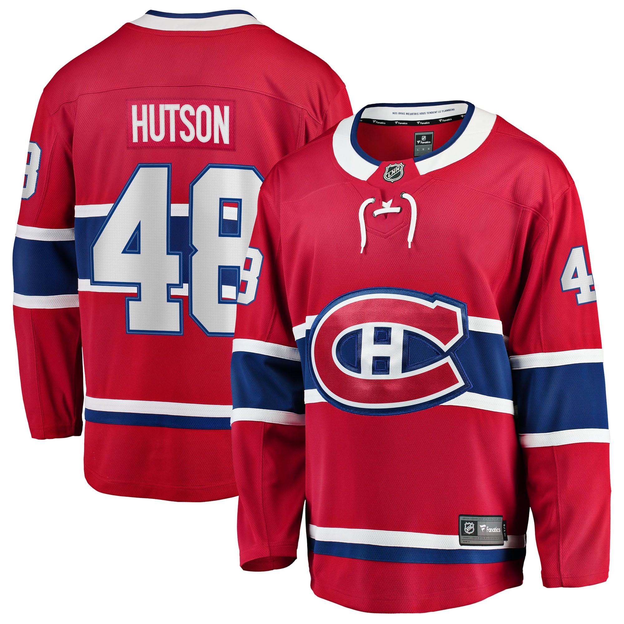 Maillot rouge Lane Hutson des Canadiens de Montréal à domicile pour hommes Fanatics