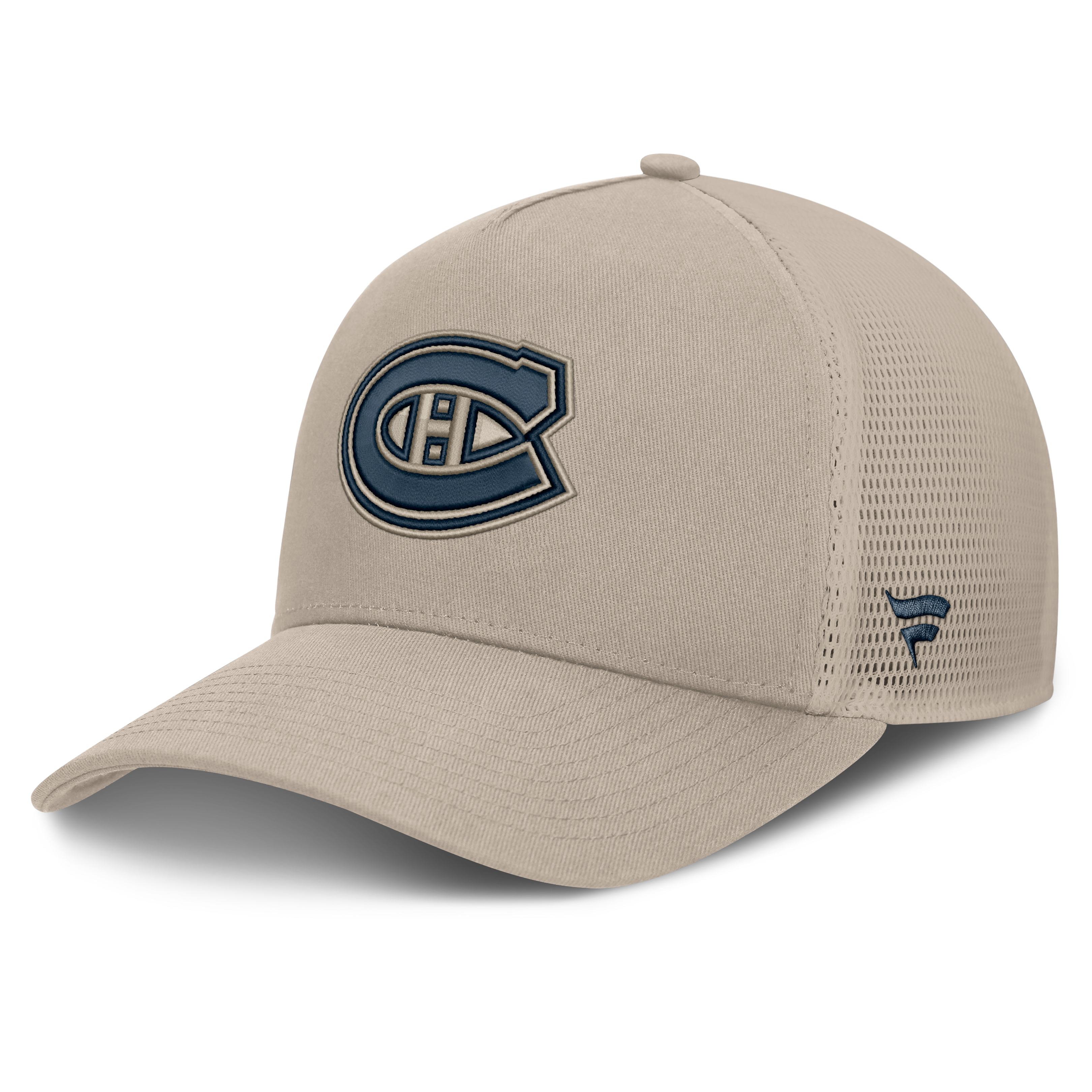 Men's Fanatics Light Beige Montreal Canadiens Authentic Pro Road Soft Wash A-Frame Meshback Hat