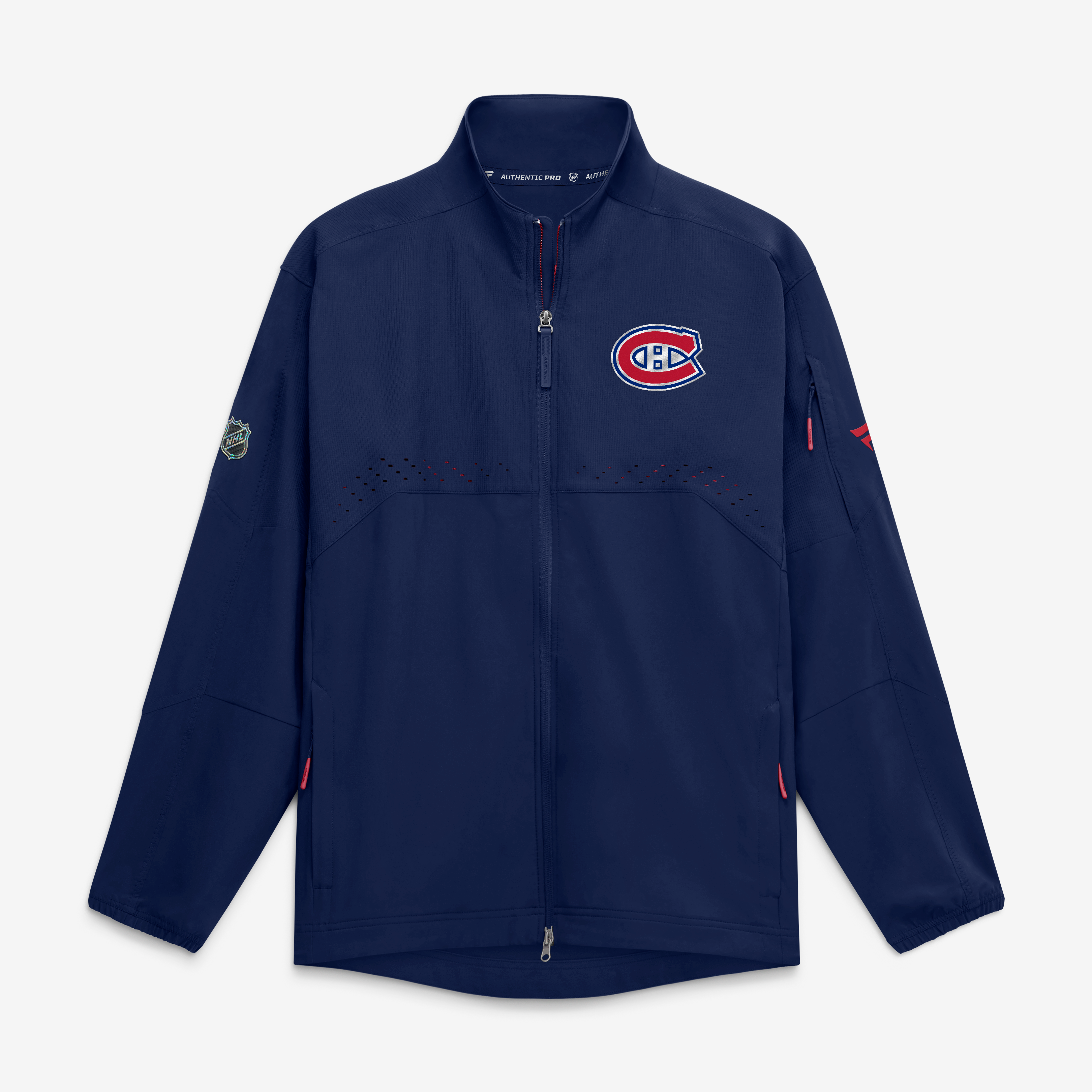 Veste d'entraîneur authentique Pro Rink des Canadiens de Montréal, bleu marine, marque Fanatics, pour homme