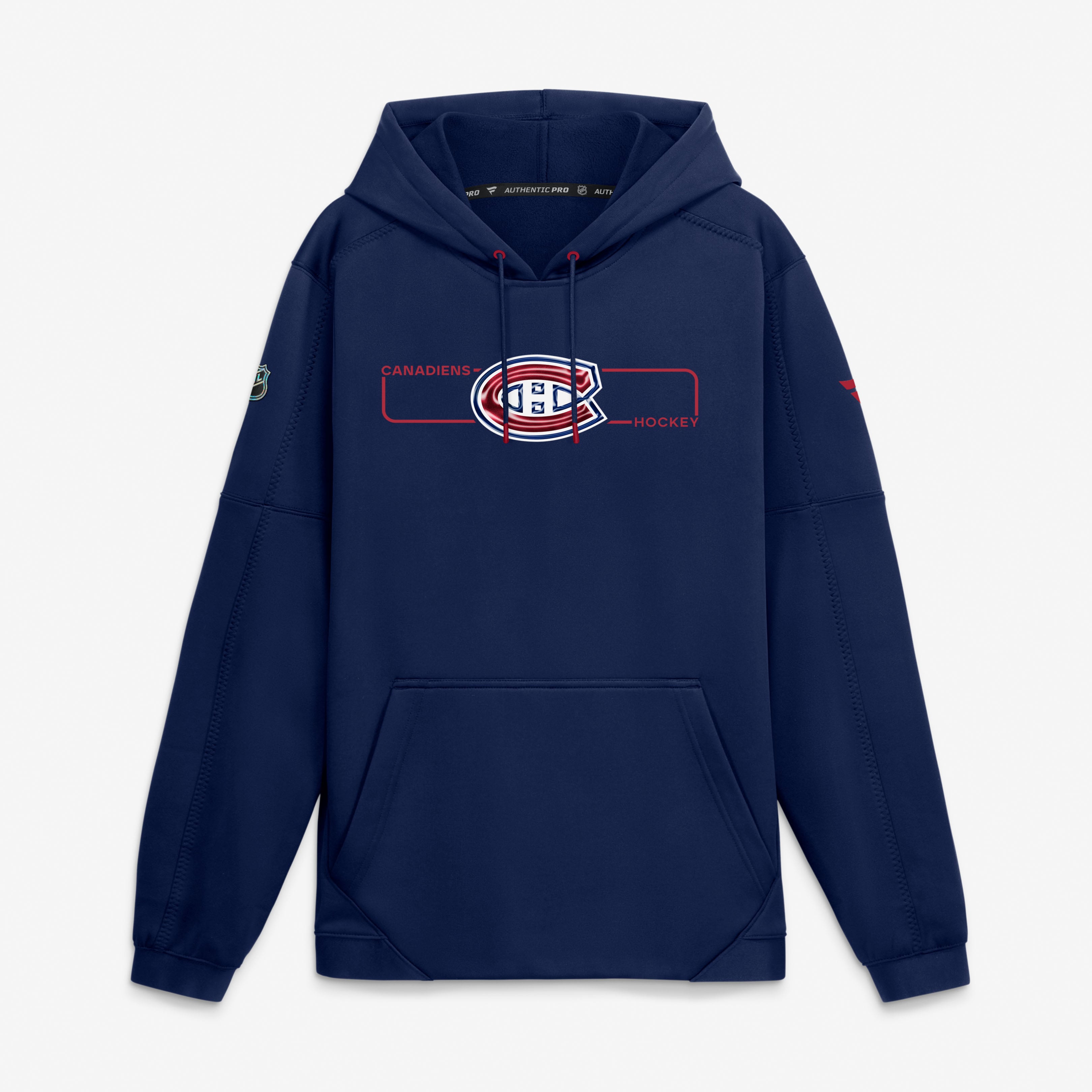 Sweat à capuche polaire authentique Pro Rink Fanatics bleu marine pour homme, des Canadiens de Montréal