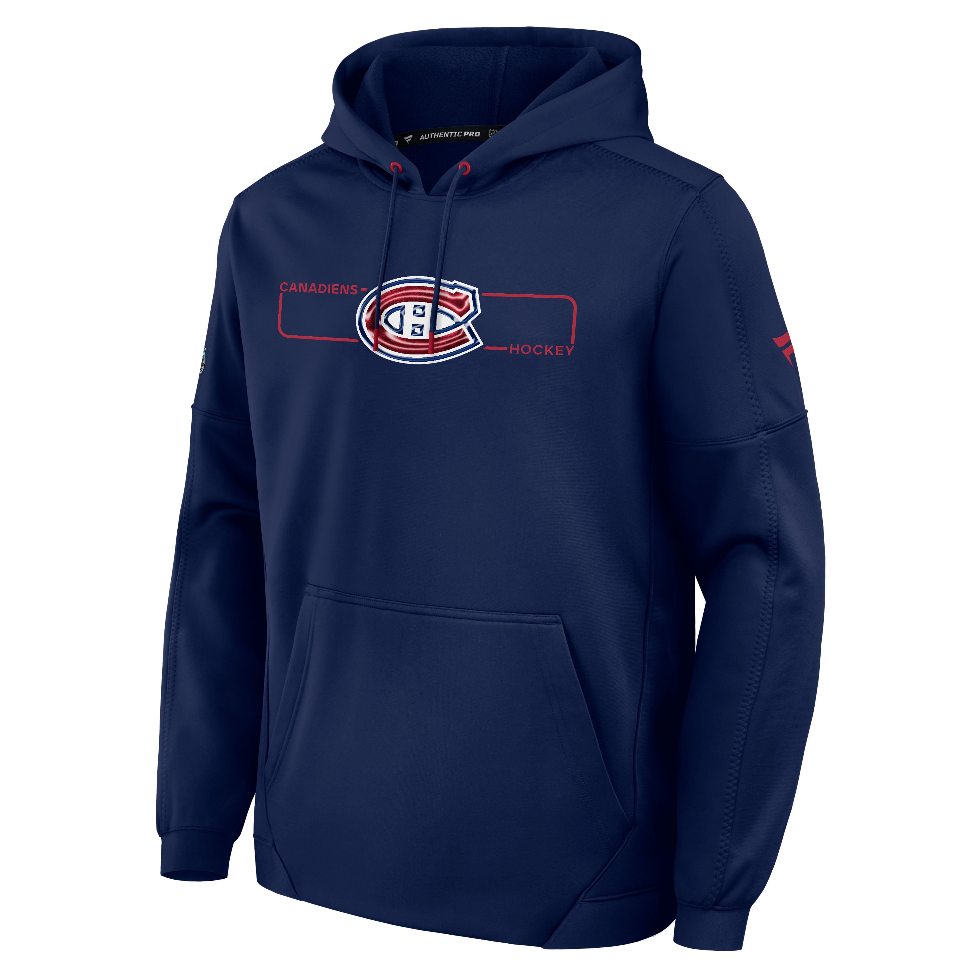 Sweat à capuche polaire authentique Pro Rink Fanatics bleu marine pour homme, des Canadiens de Montréal
