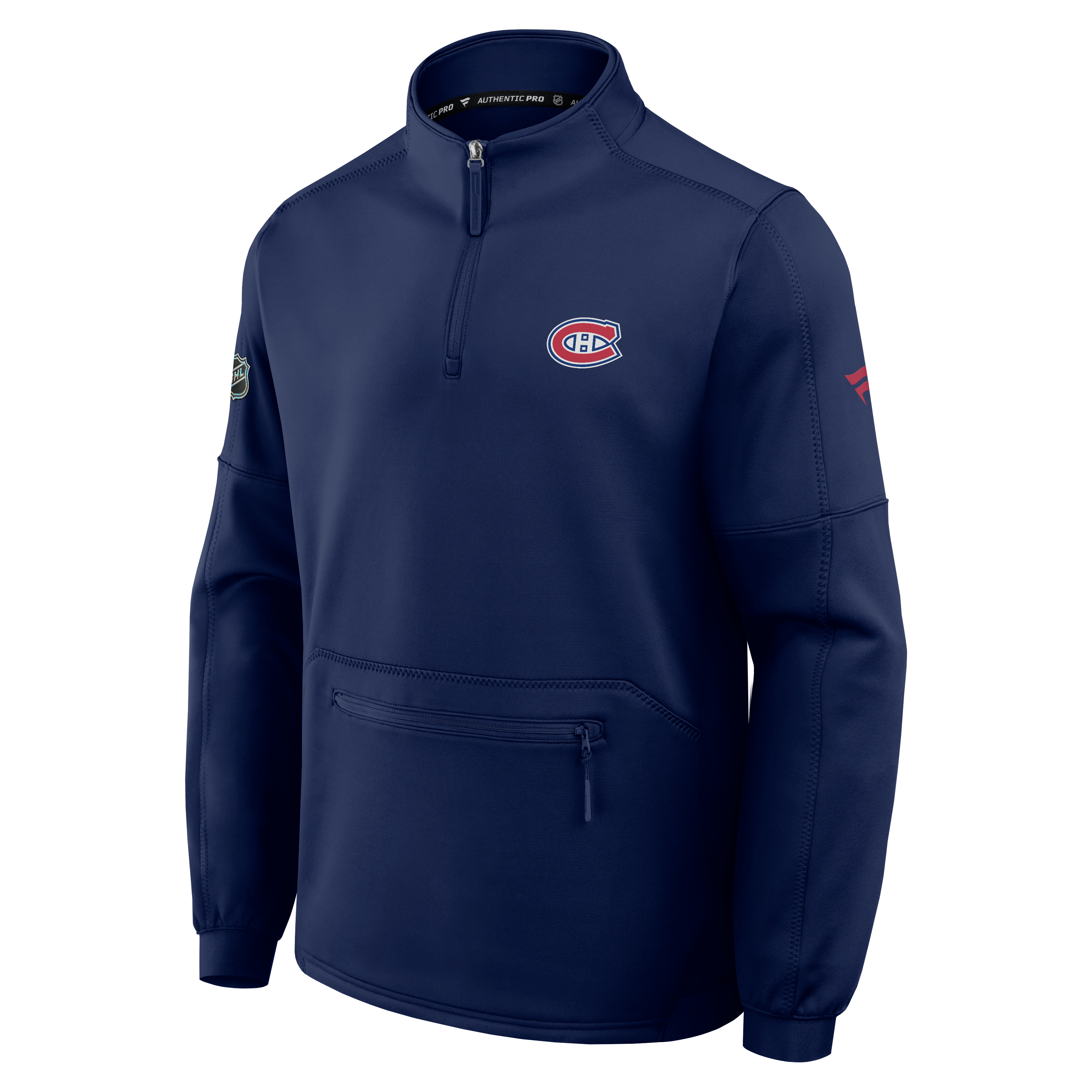 Men's Fanatics Navy Montreal Canadiens Authentic Pro Rink Fleece Quarter-Zip Pullover