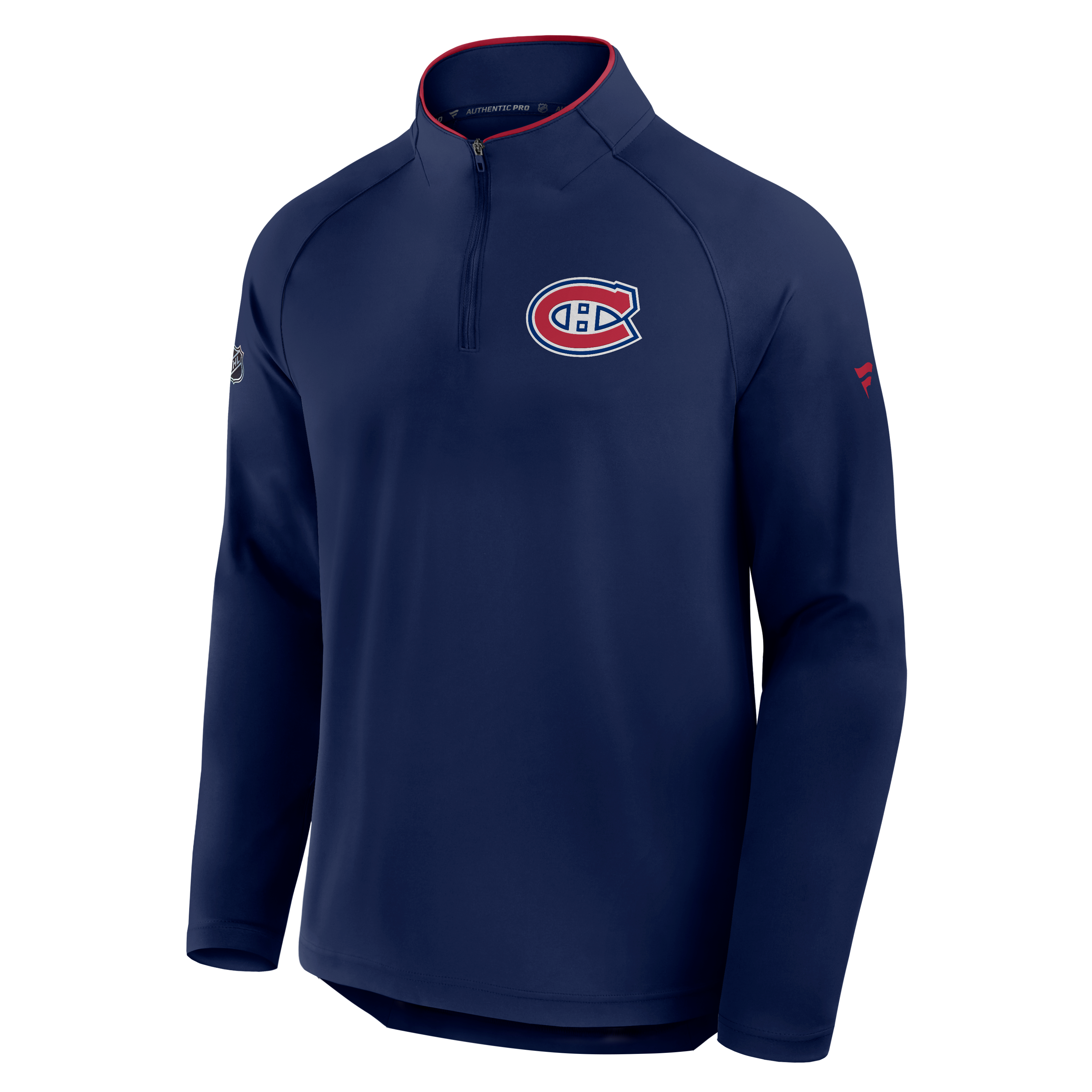 Men's Fanatics Navy Montreal Canadiens Authentic Pro Rink Raglan Lightweight Quarter-Zip Pullover