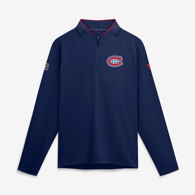 Pull-over léger à col zippé Fanatics Authentic Pro Rink des Canadiens de Montréal - Bleu marine