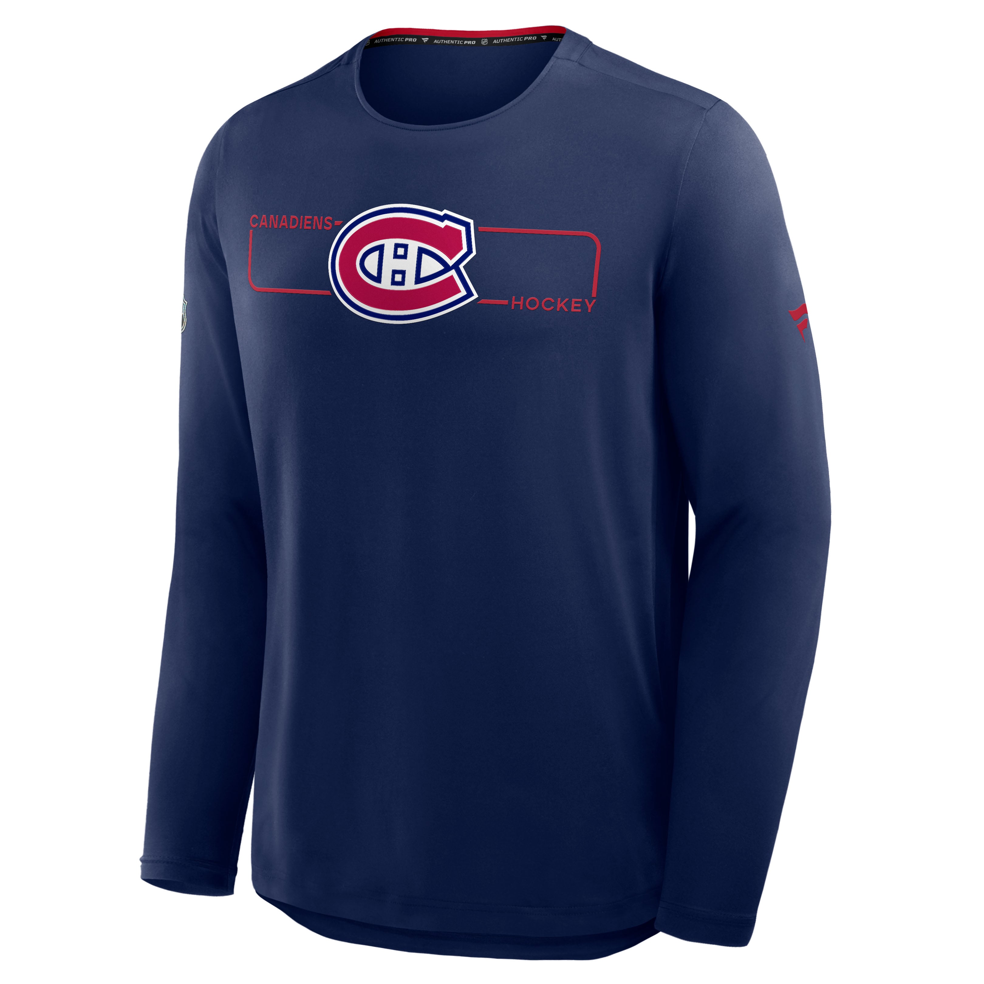 Men's Fanatics Navy Montreal Canadiens Authentic Pro Rink Tech Long Sleeve T-Shirt