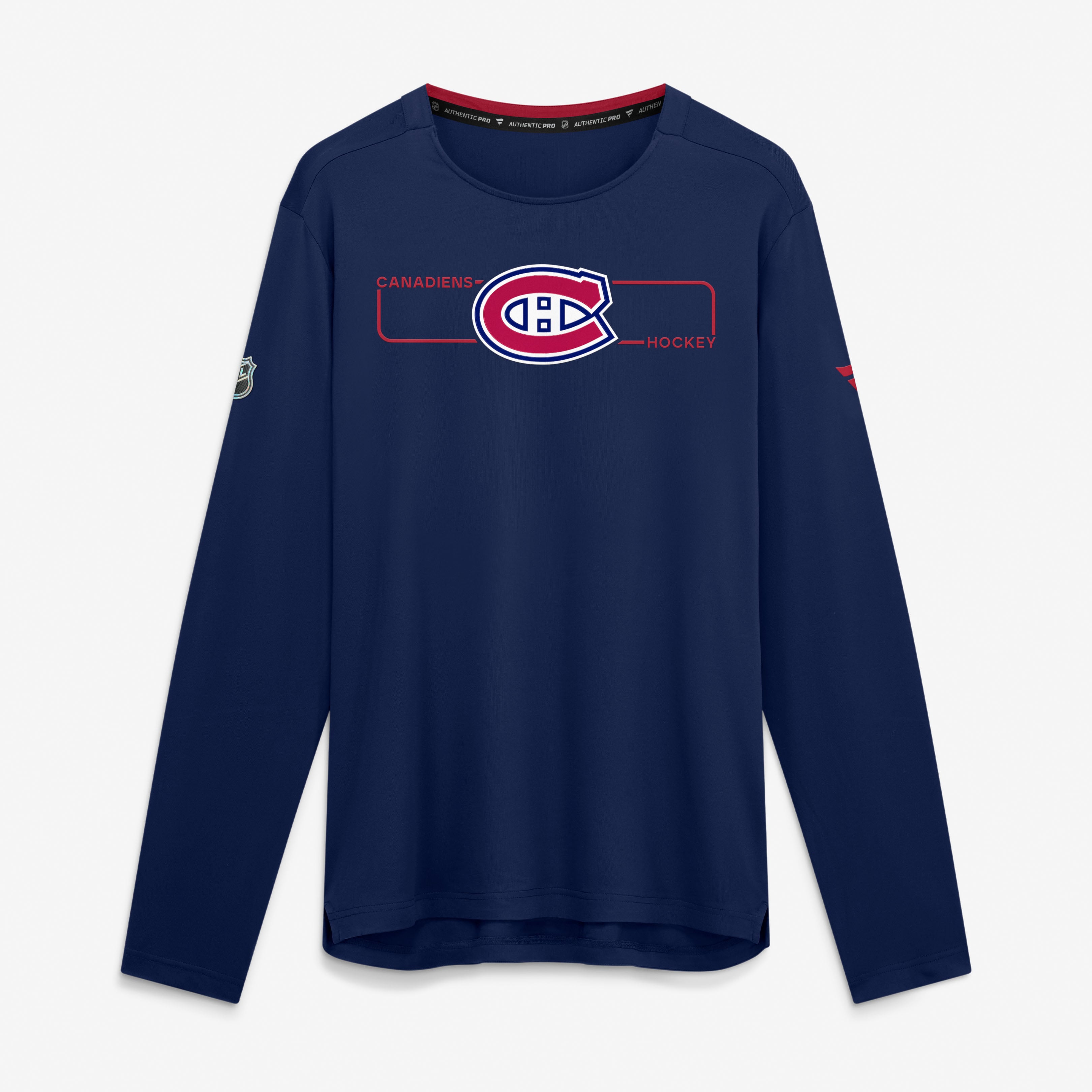 Men's Fanatics Navy Montreal Canadiens Authentic Pro Rink Tech Long Sleeve T-Shirt