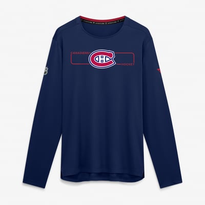 Men's Montreal Canadiens Fanatics Navy Authentic Pro Rink Tech Long Sleeve T-Shirt