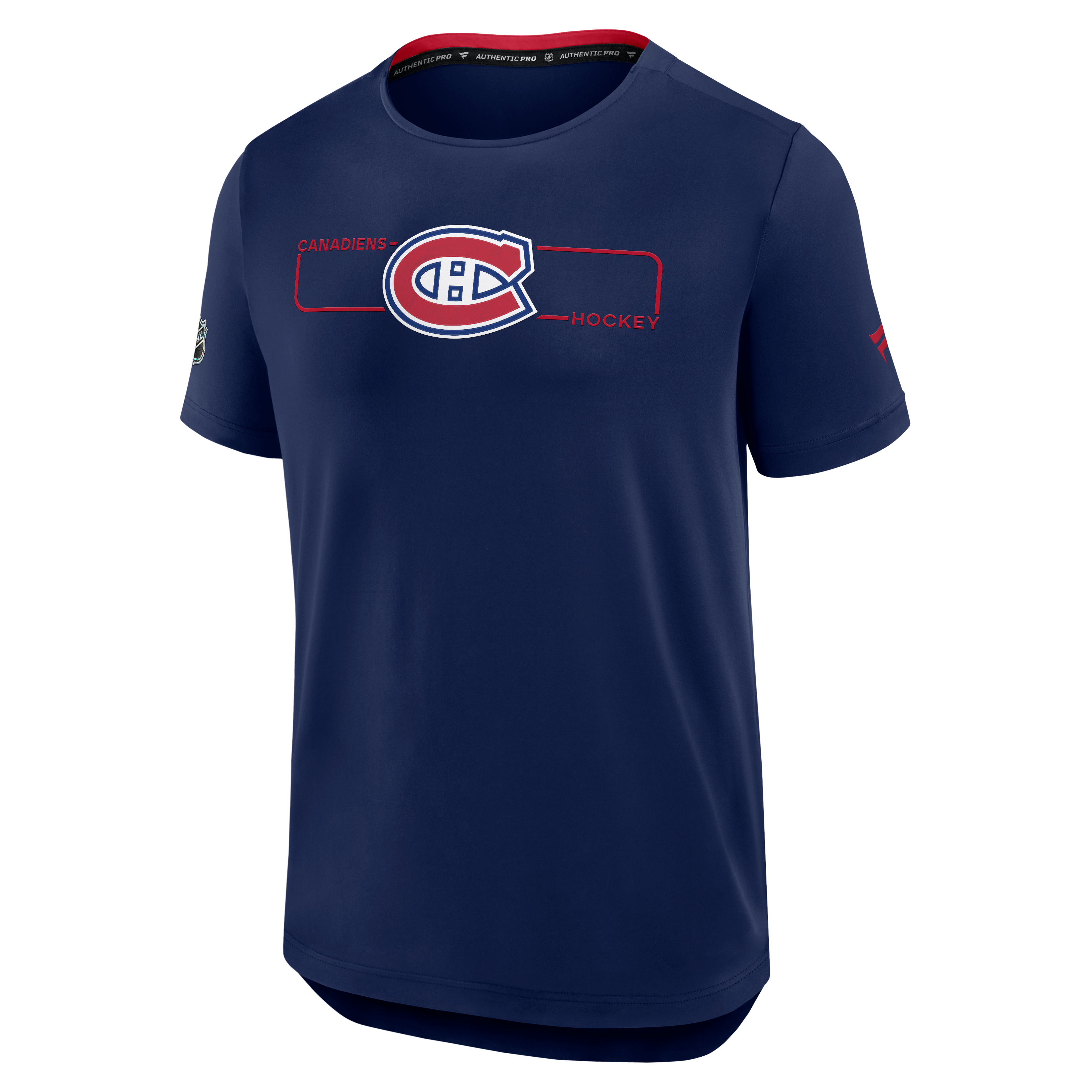 T-shirt authentique Pro Rink Tech bleu marine des Canadiens de Montréal pour homme, marque Fanatics.