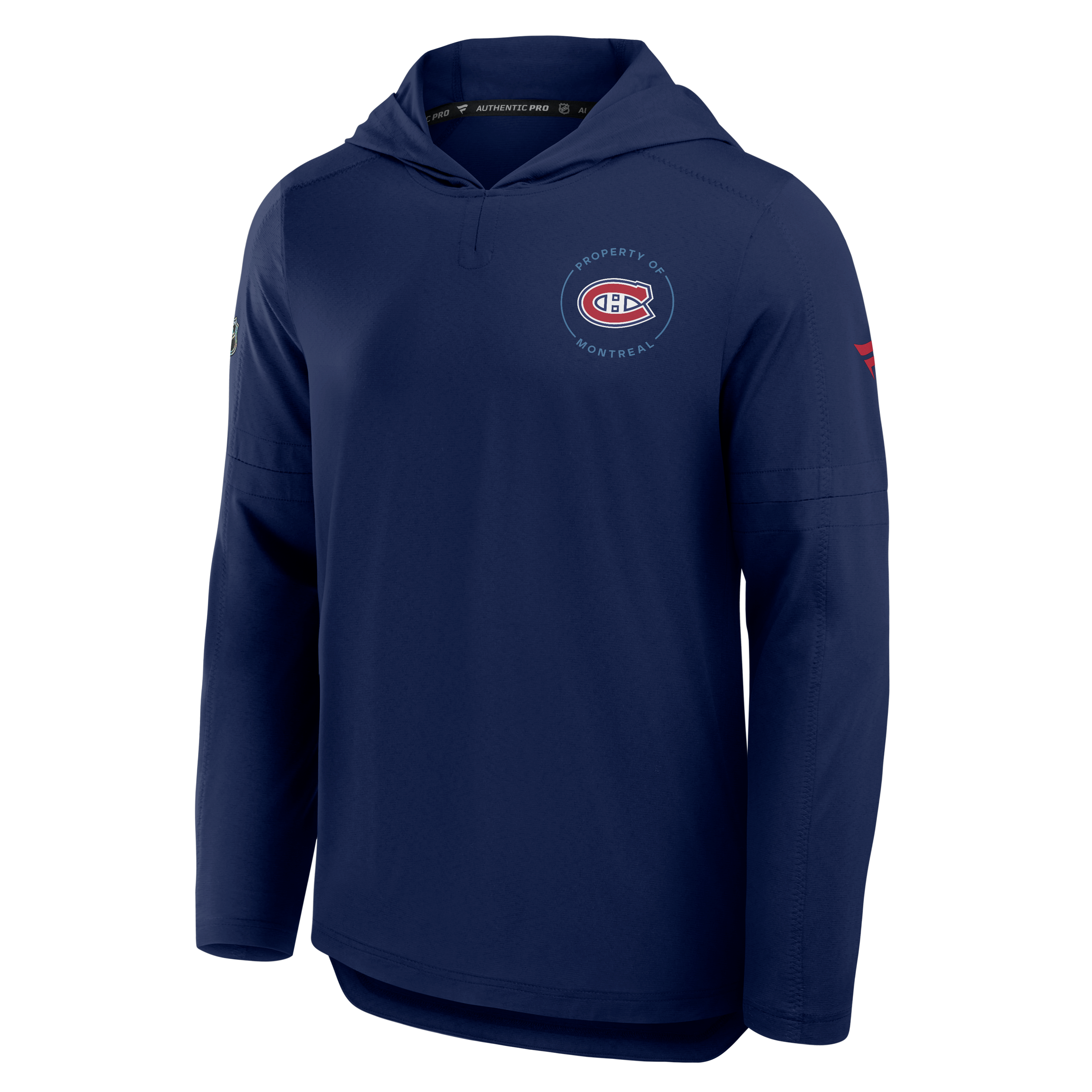 Sweat à capuche léger Fanatics bleu marine des Canadiens de Montréal Authentic Pro Train pour homme