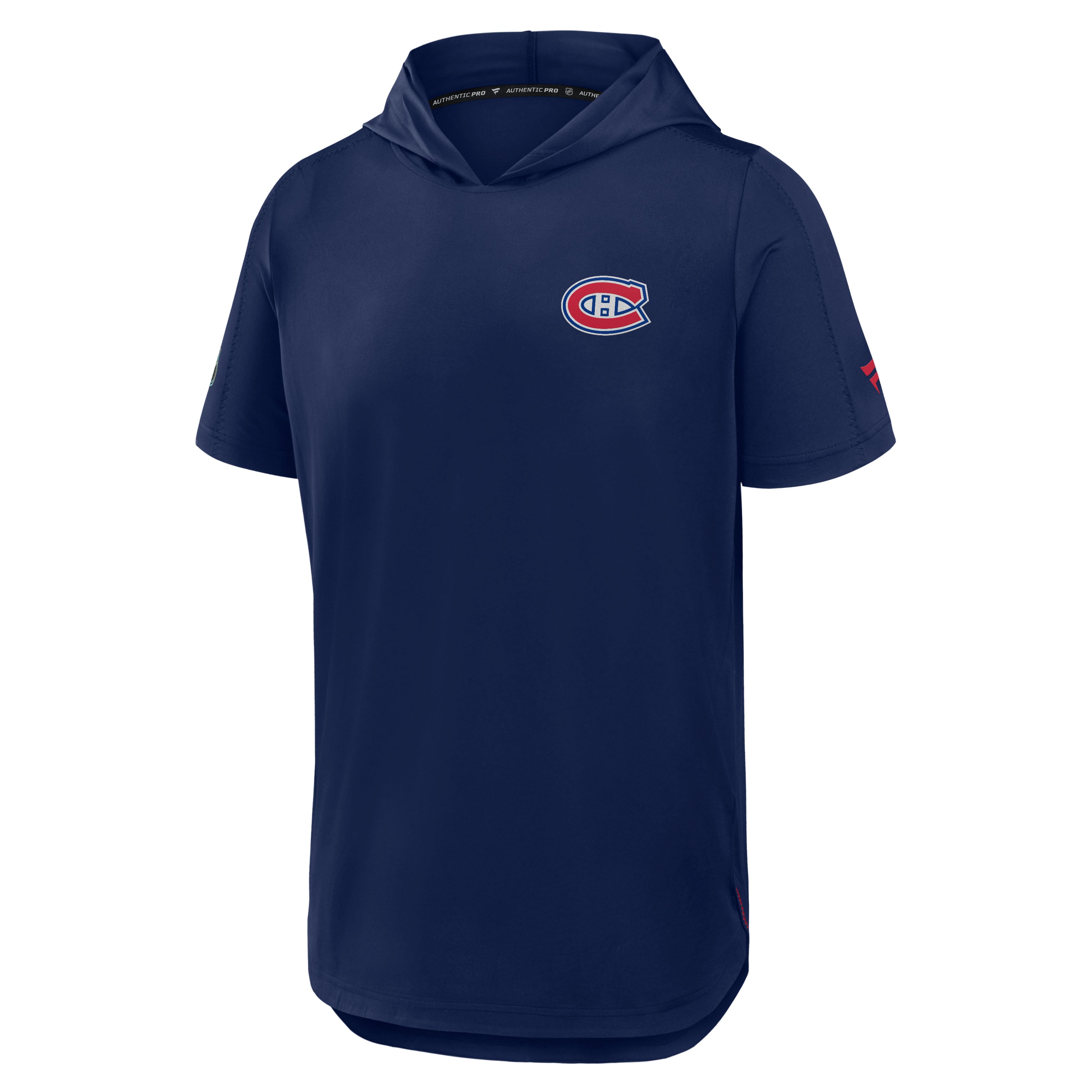 Sweat à capuche manches courtes Fanatics bleu marine des Canadiens de Montréal Authentic Pro Train pour homme
