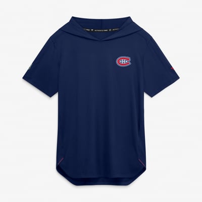 Sweat à capuche à manches courtes Pro Train Fanatics Authentic des Canadiens de Montréal - Bleu marine