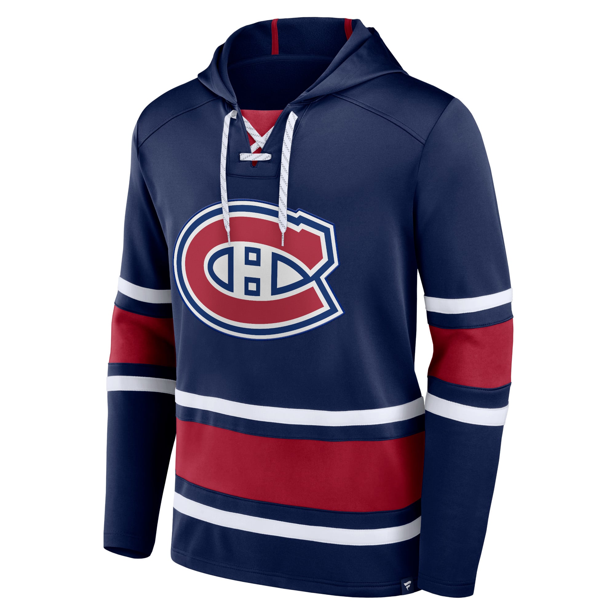 Sweat à capuche lacets Fanatics bleu marine pour homme, modèle Fundamental des Canadiens de Montréal