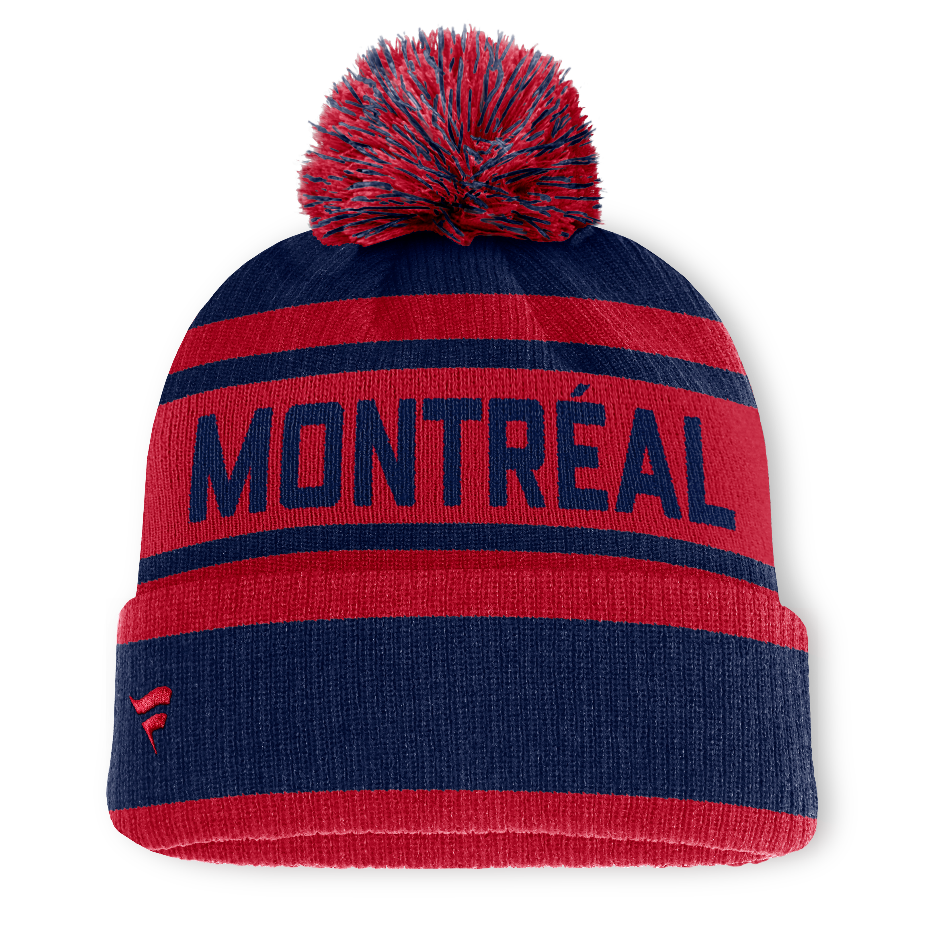 Men's Fanatics Navy/Red Montreal Canadiens Fundamental Cuffed Knit Hat with Pom