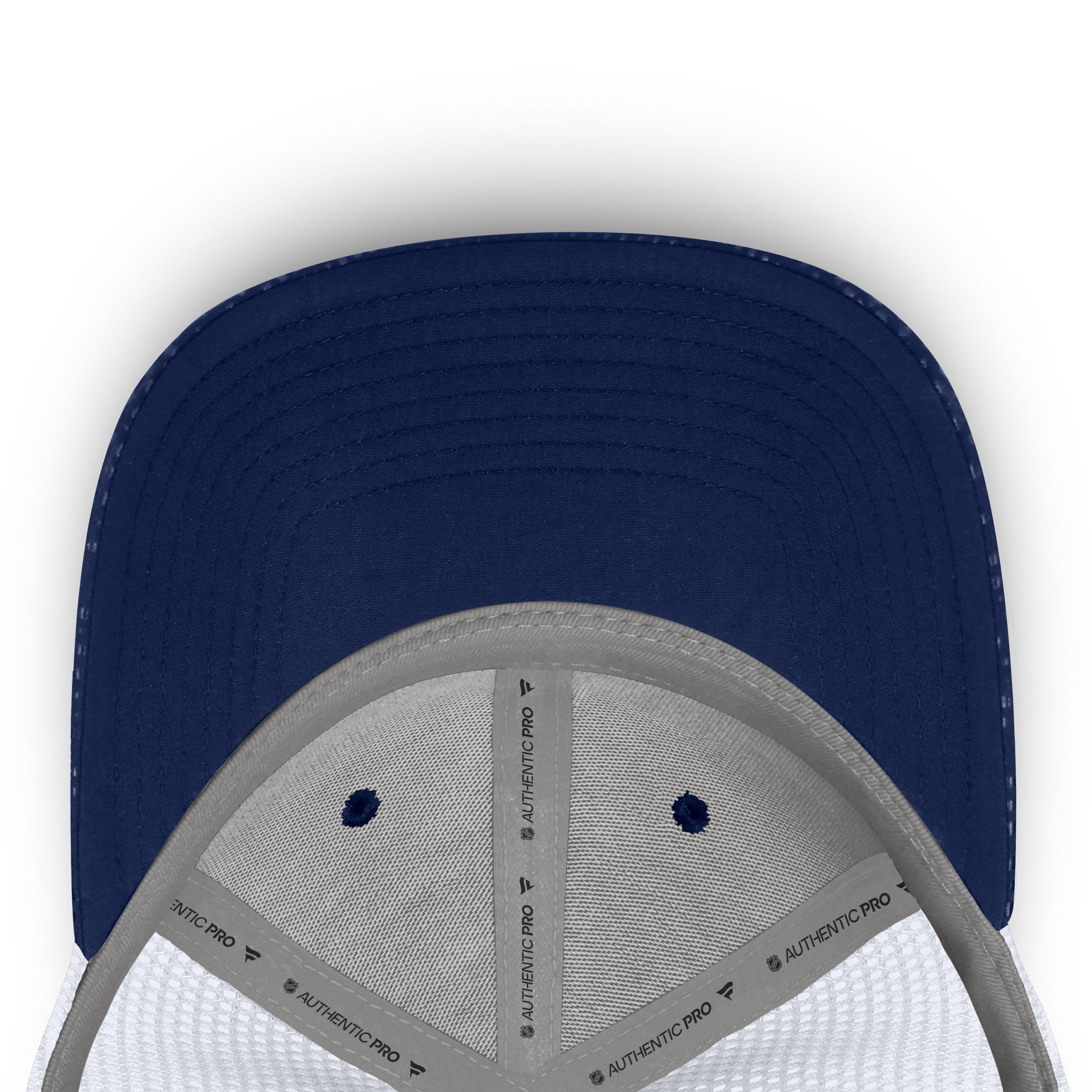 Men's Fanatics Navy/White Montreal Canadiens Authentic Pro Rink Boxed Logo Trucker Hat