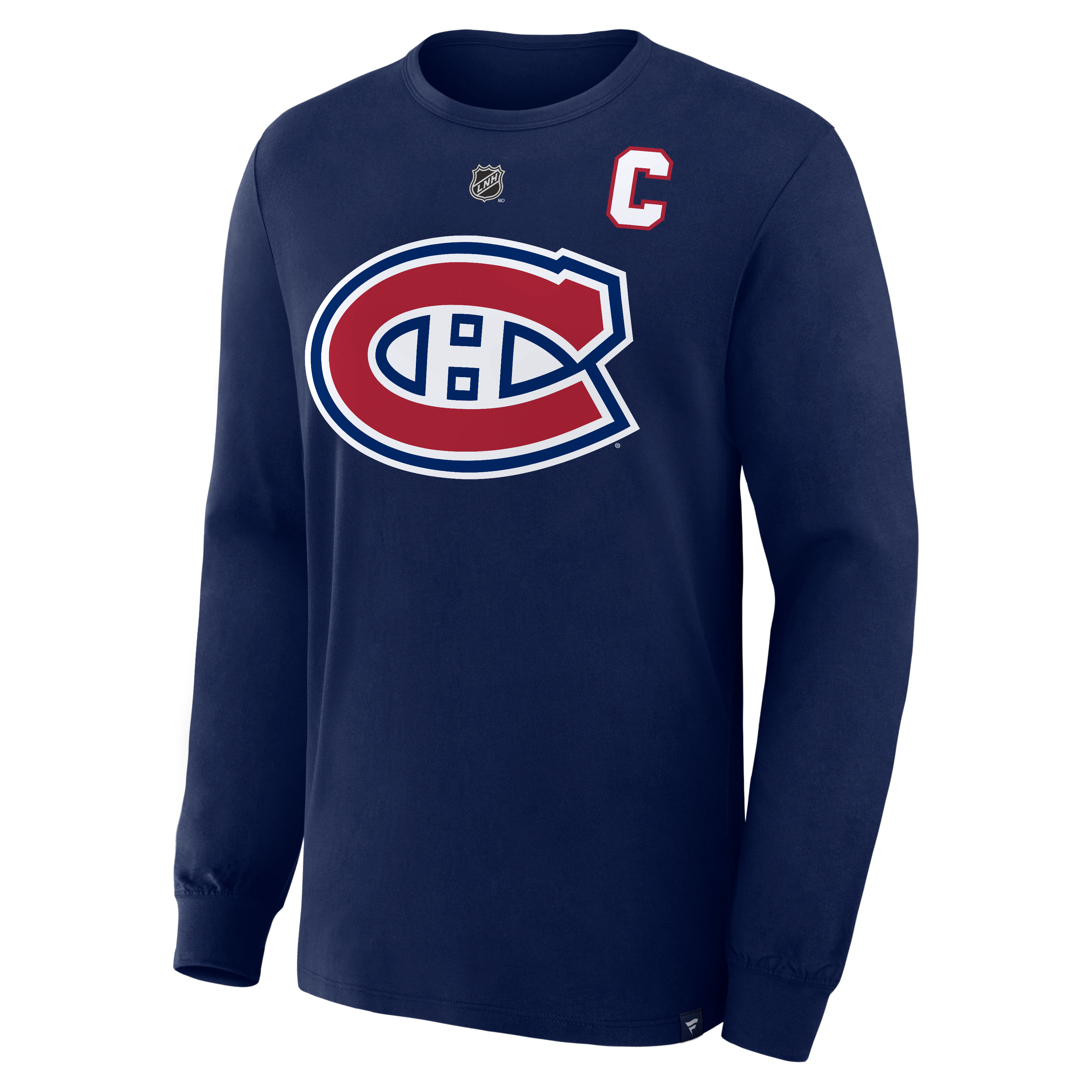 Men's Fanatics Nick Suzuki Navy Montreal Canadiens Authentic Stack Name & Number Long Sleeve T-Shirt