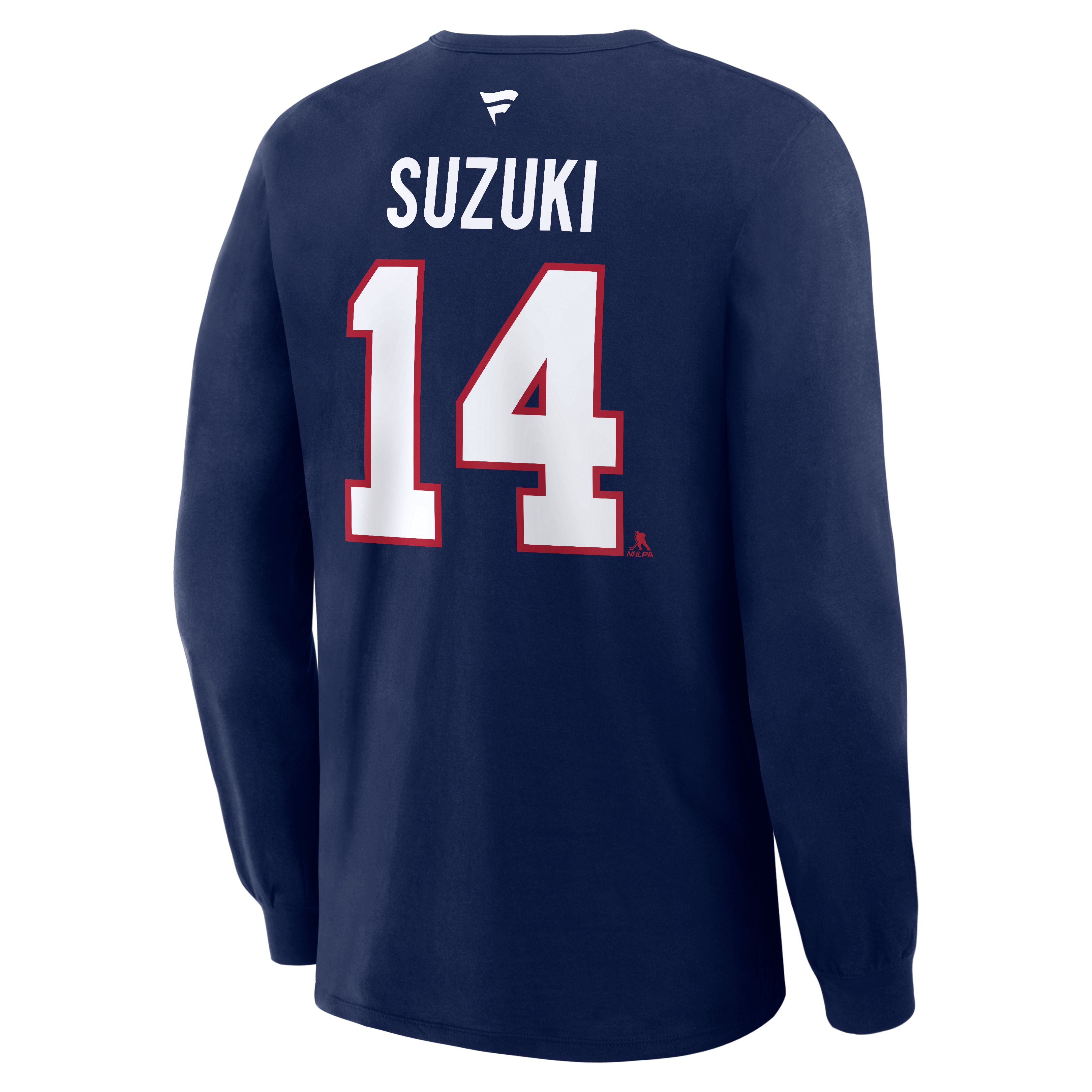 Men's Fanatics Nick Suzuki Navy Montreal Canadiens Authentic Stack Name & Number Long Sleeve T-Shirt