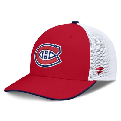 Casquette de camionneur ajustable à couronne moyenne Fanatics Authentic Pro Rink des Canadiens de Montréal - Rouge/Blanc