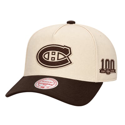 Men's Montreal Canadiens  Mitchell & Ness Cream Fashion Basics Pro Pinch Snapback Hat
