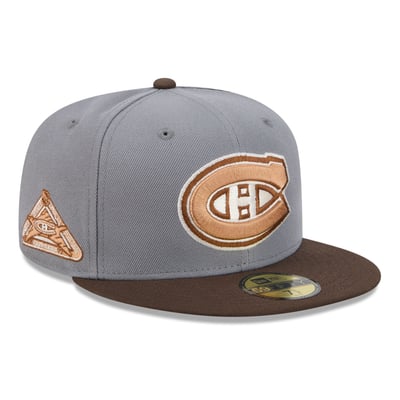 Montreal Canadiens New Era Wood Tones 59FIFTY Fitted Hat - Charcoal/Brown