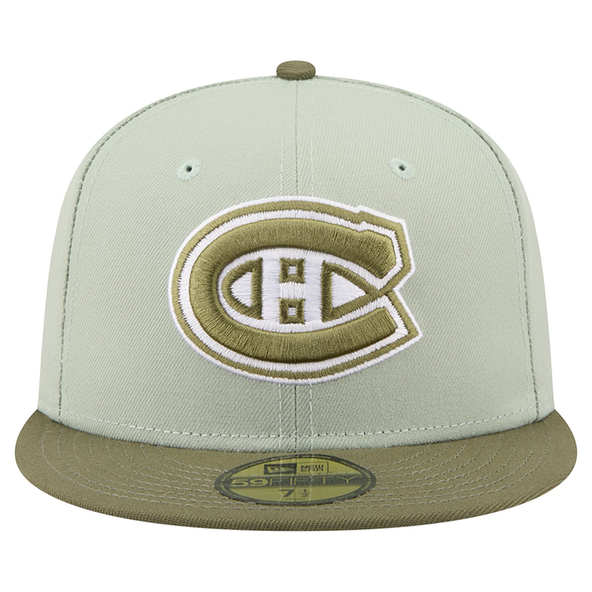Casquette ajustée New Era 59FIFTY pour homme, vert sauge/olive, collection Montréal Canadiens.