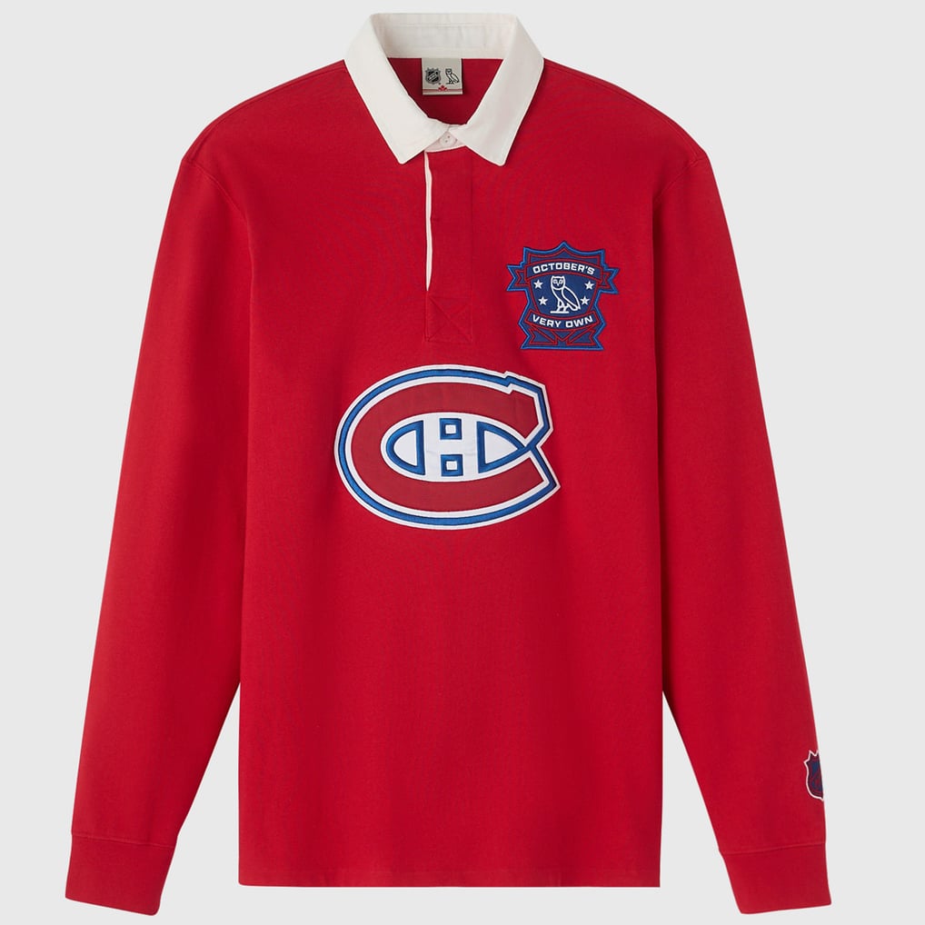 Men's Montreal Canadiens  OVO x NHL Red YD Striped Rugby Polo