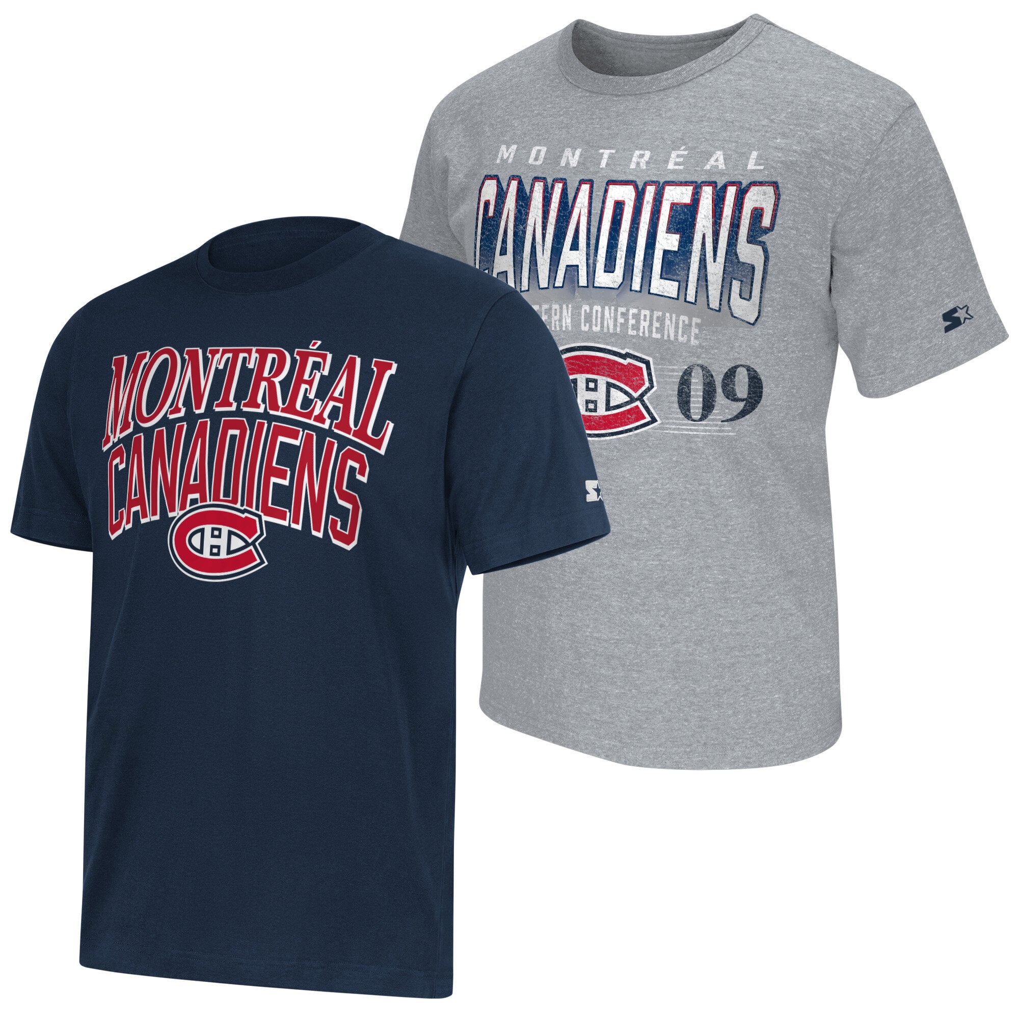 Ensemble de deux t-shirts Starter gris/marine à logo des Canadiens Montréal pour hommes