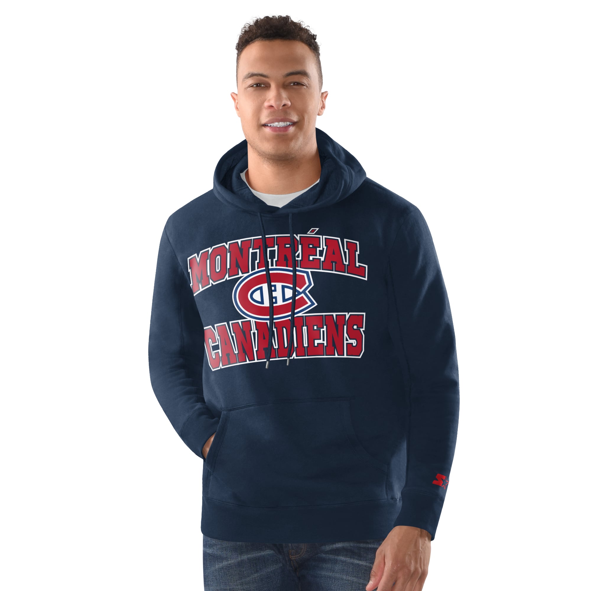 Ensemble de deux chandails à capuchon et bonnet tricoté Starter bleu marine des Canadiens Montréal pour hommes