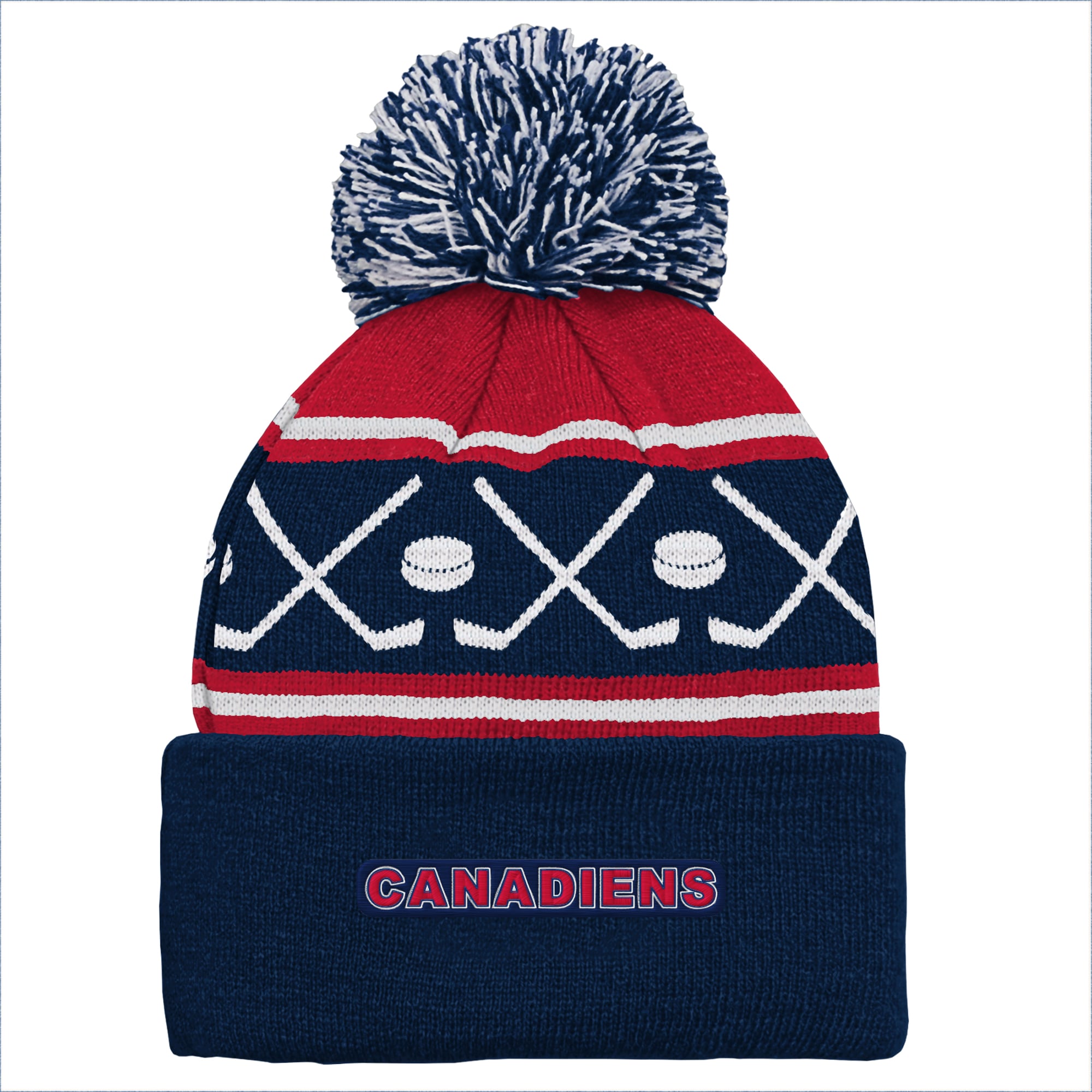Bonnet tricoté à revers bleu marine Outerstuff des Canadiens de Montréal avec pompon