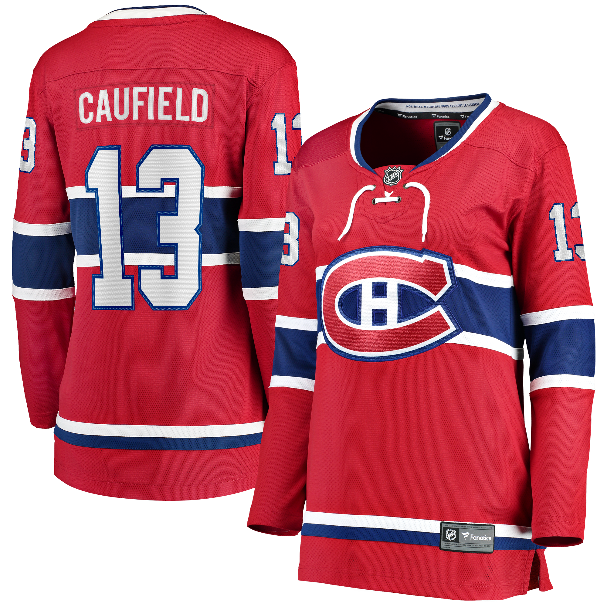 Women's Fanatics Cole Caufield Red Montreal Canadiens Home  Breakaway Jersey