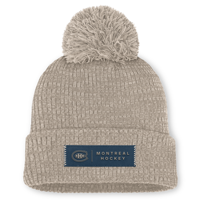 Women's Montreal Canadiens Fanatics Light Beige Authentic Pro Road Cuffed Knit Hat with Pom