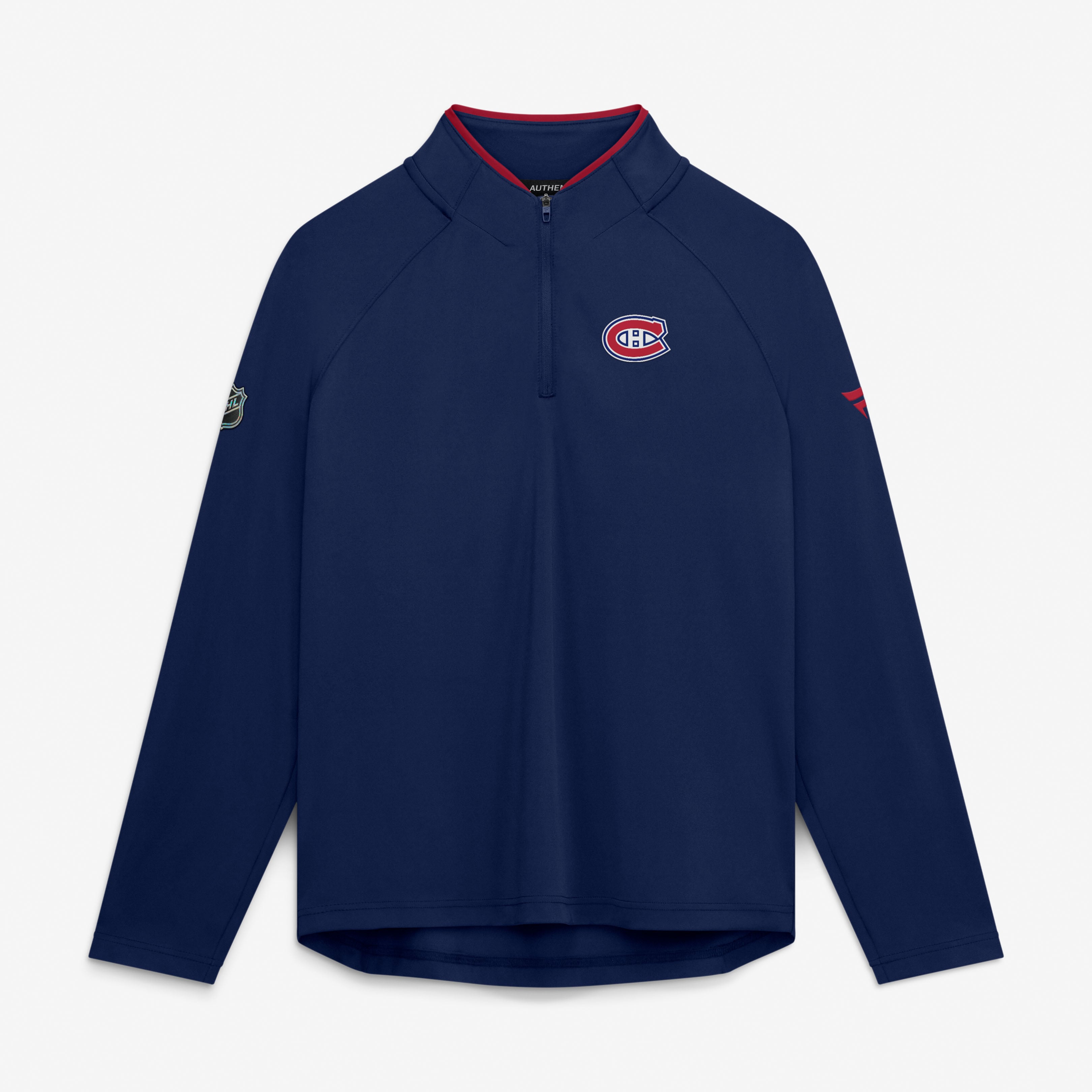 Women's Fanatics Navy Montreal Canadiens Authentic Pro Rink Raglan Lightweight Quarter-Zip Pullover