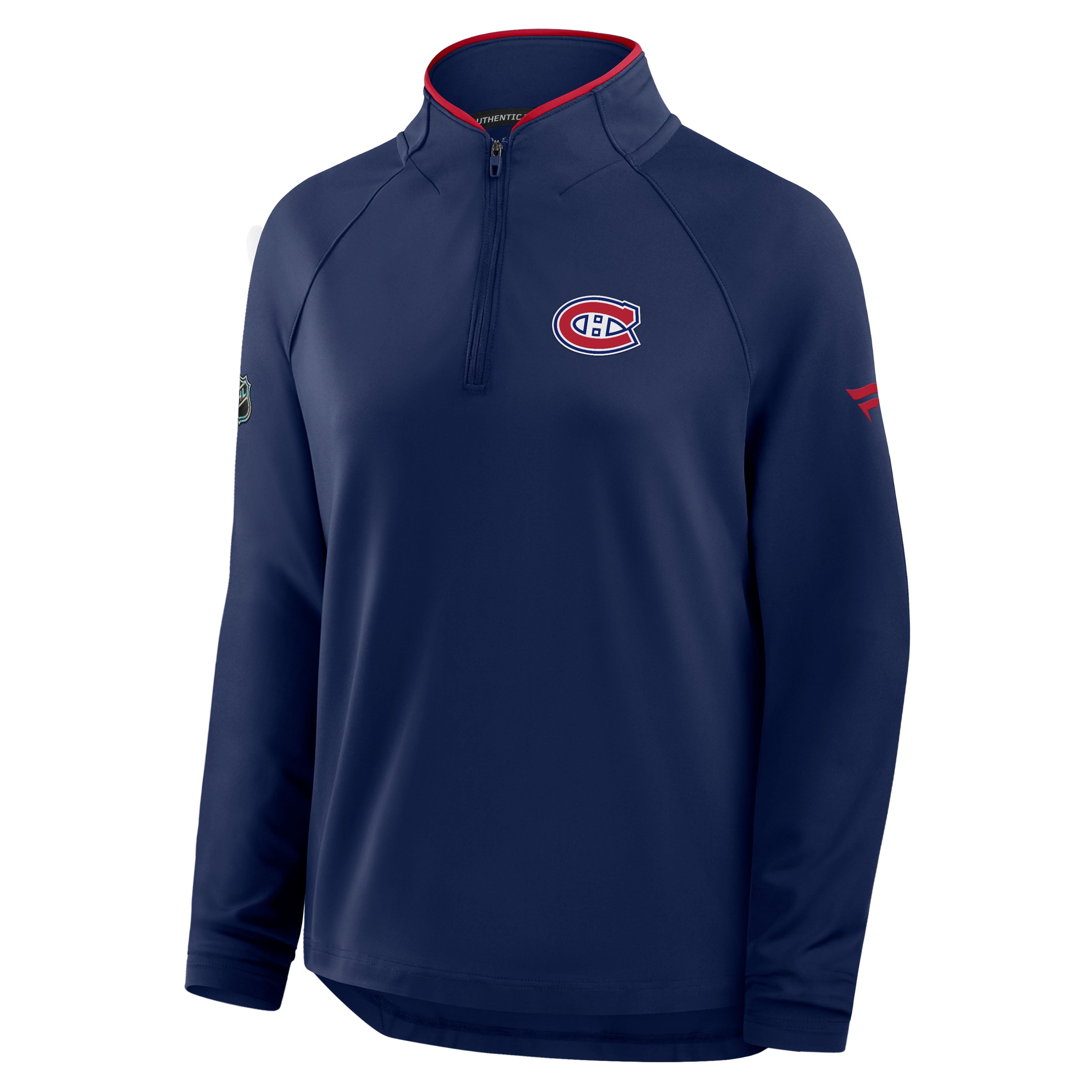 Women's Fanatics Navy Montreal Canadiens Authentic Pro Rink Raglan Lightweight Quarter-Zip Pullover