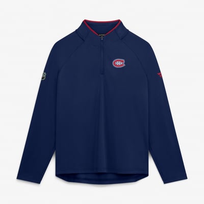 Pull-over léger à col zippé au quart, authentique Pro Rink, pour femme, des Canadiens de Montréal (Fanatics) - Bleu marine