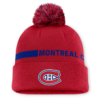 Women's Montreal Canadiens Fanatics Red Authentic Pro Rink Cuffed Knit Hat with Pom